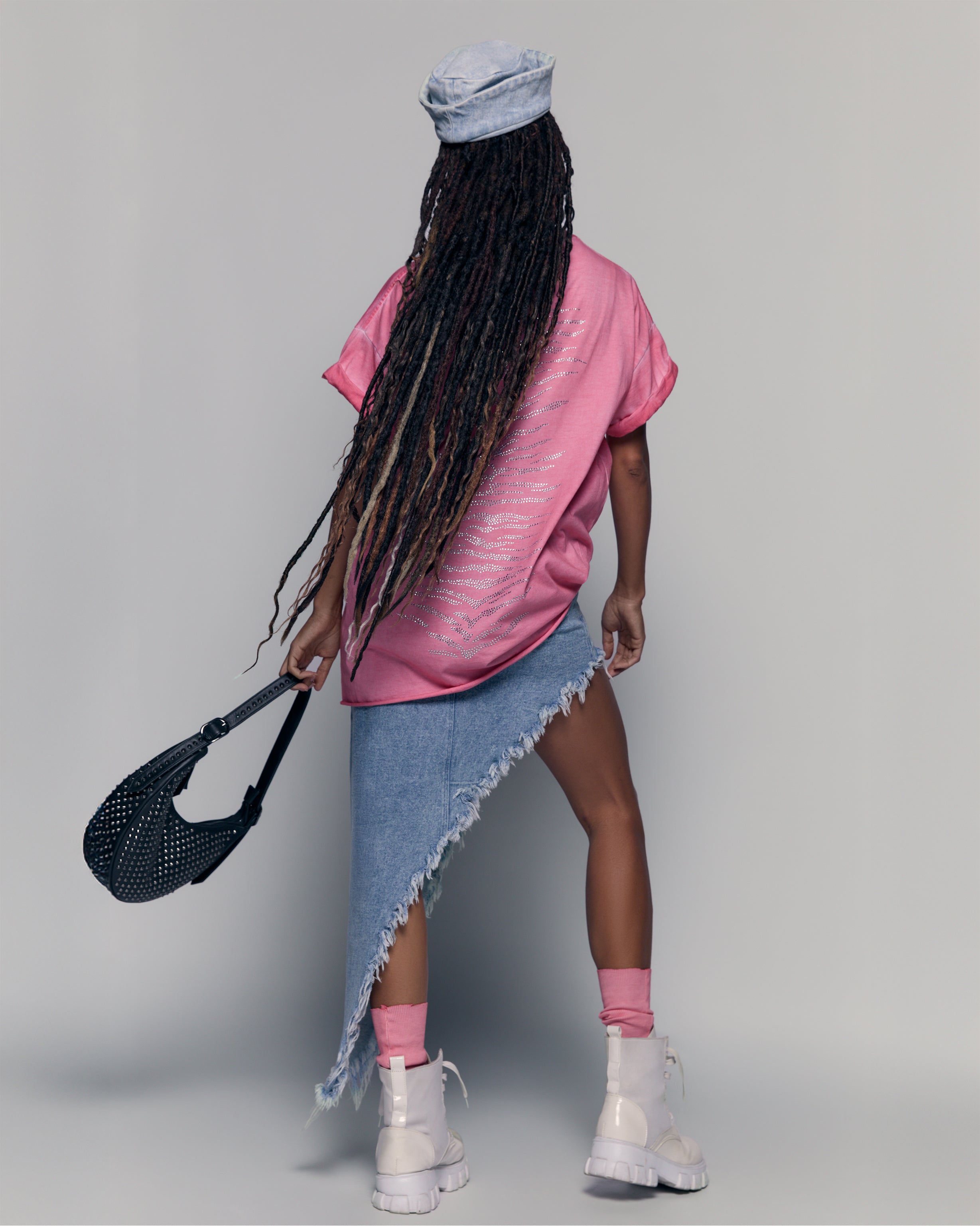 Jeans asymmetric skirt