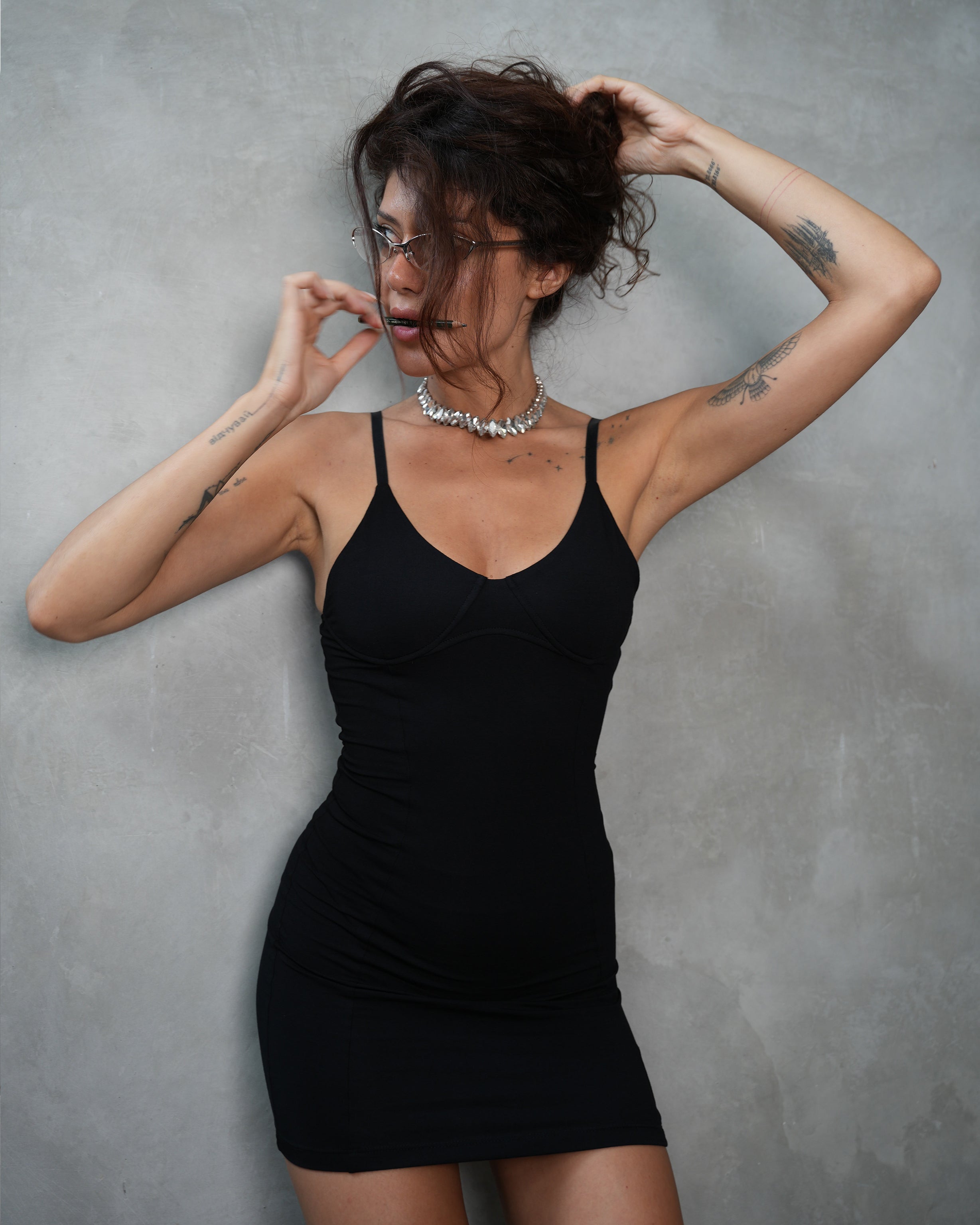 Sculpt mini dress in Black - DESU clothing