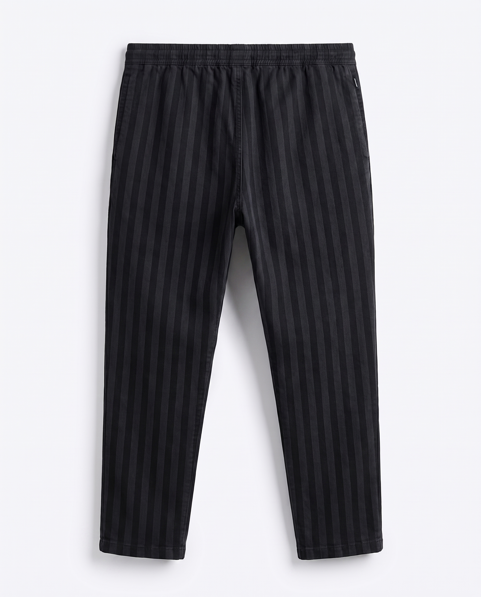 Stripy Pants with elastic drawstring in black