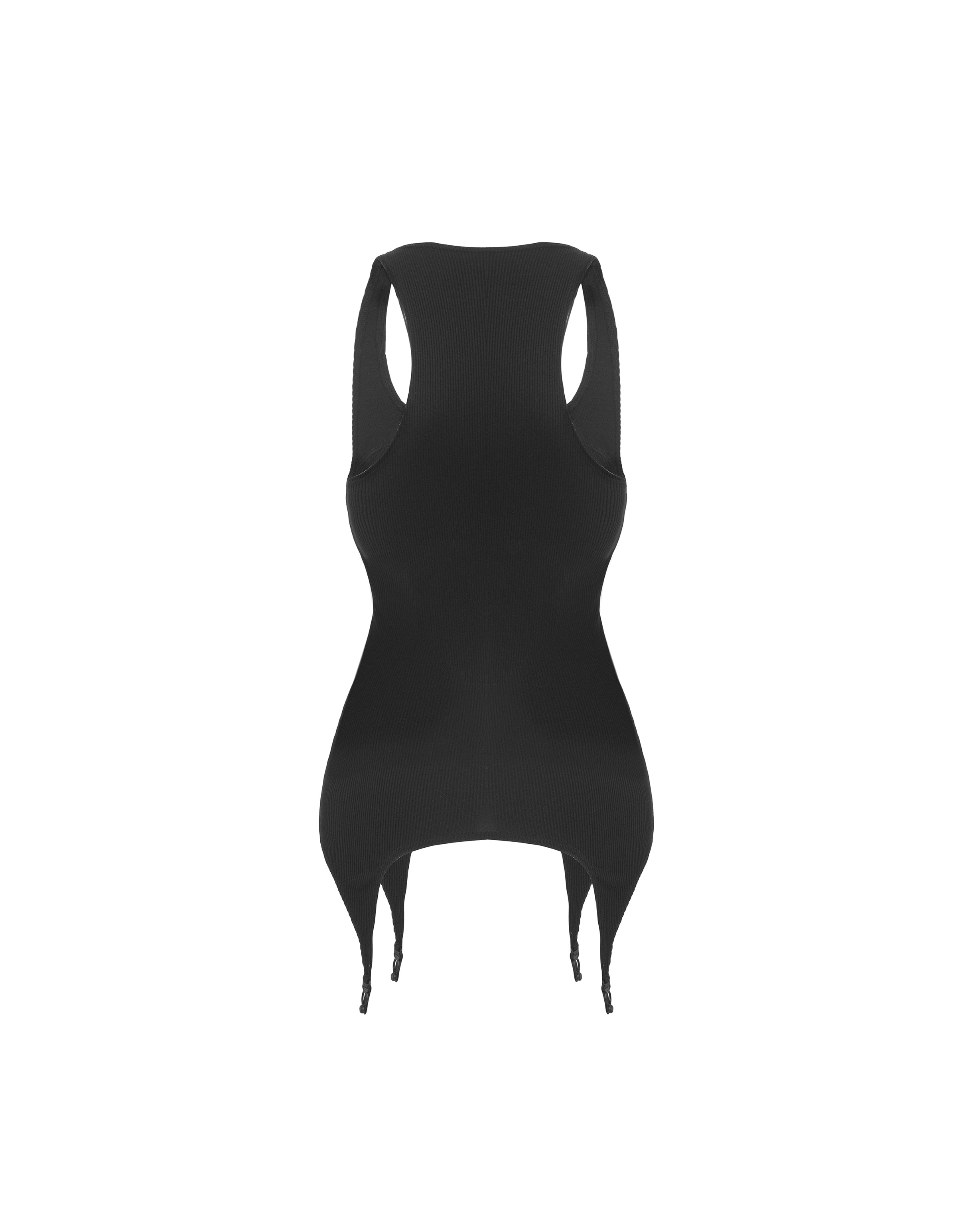 Suspender Rib Top in Black - DESU clothing