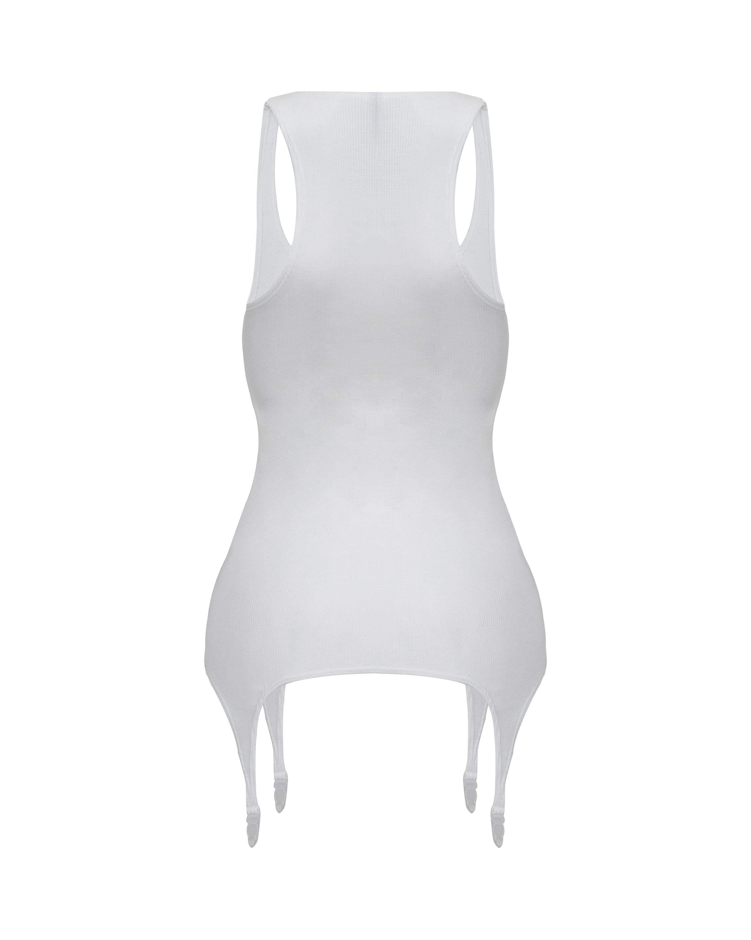 Suspender Rib Top in White