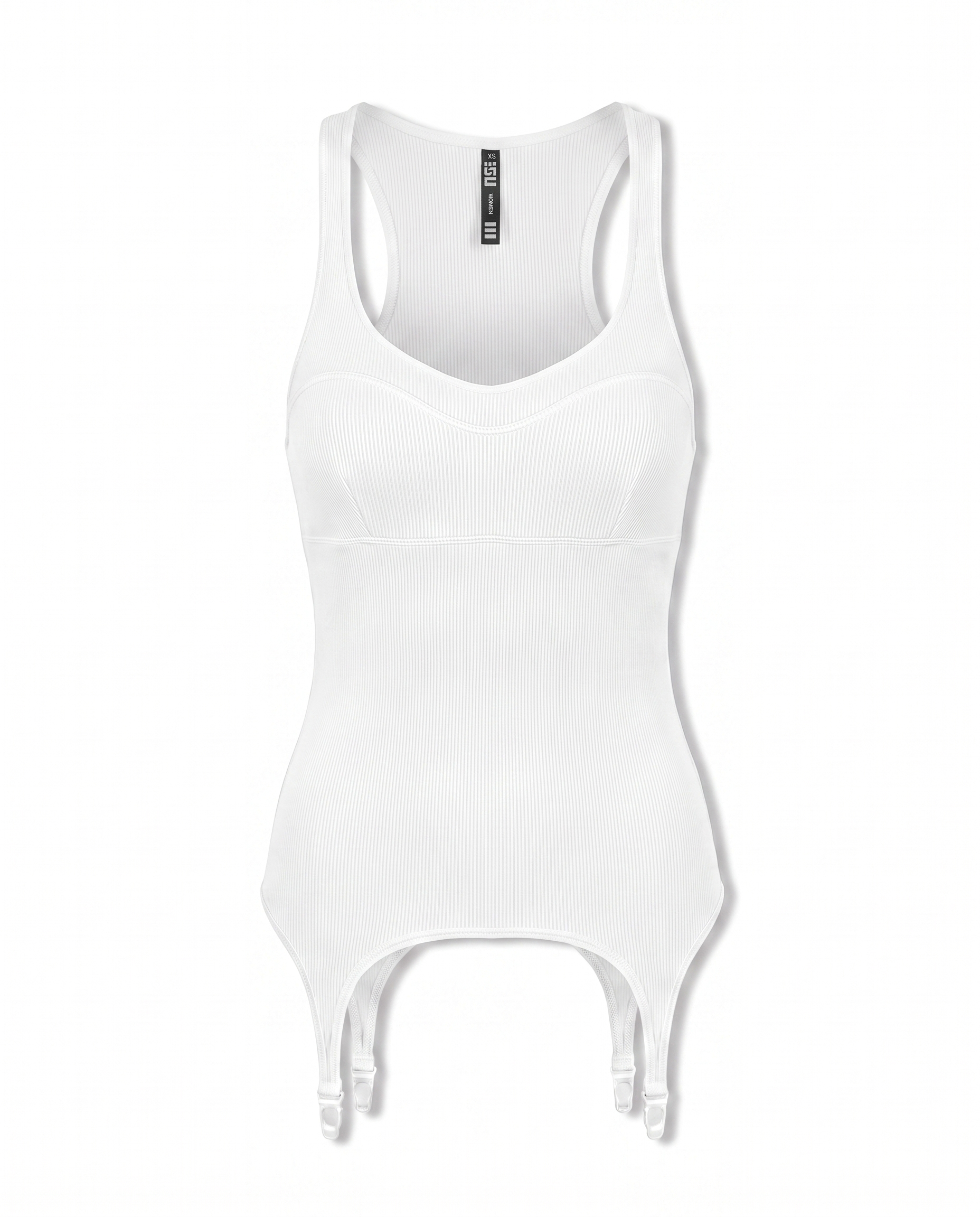 Suspender Rib Top in White - DESU clothing