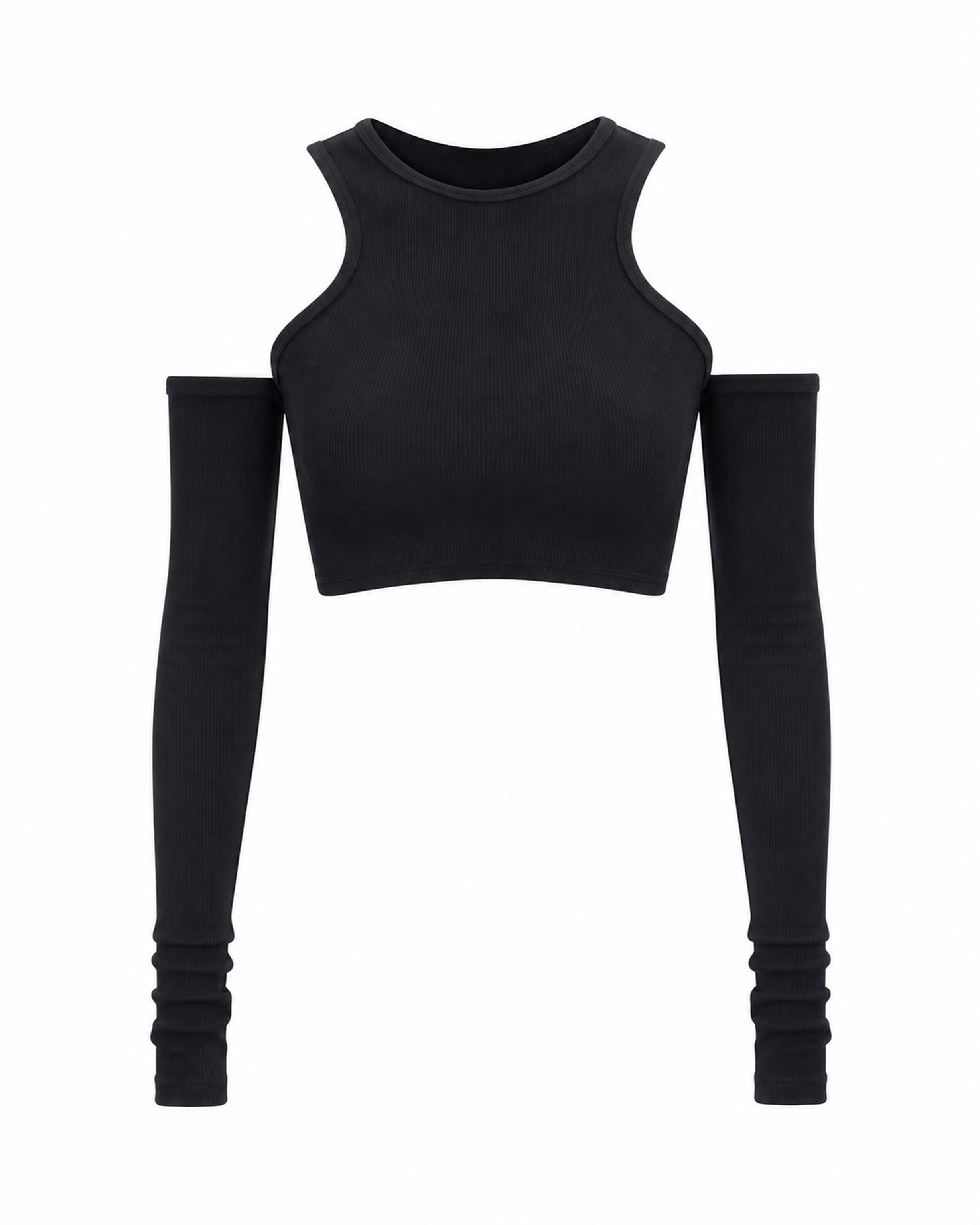 Rib top with sleeves in black