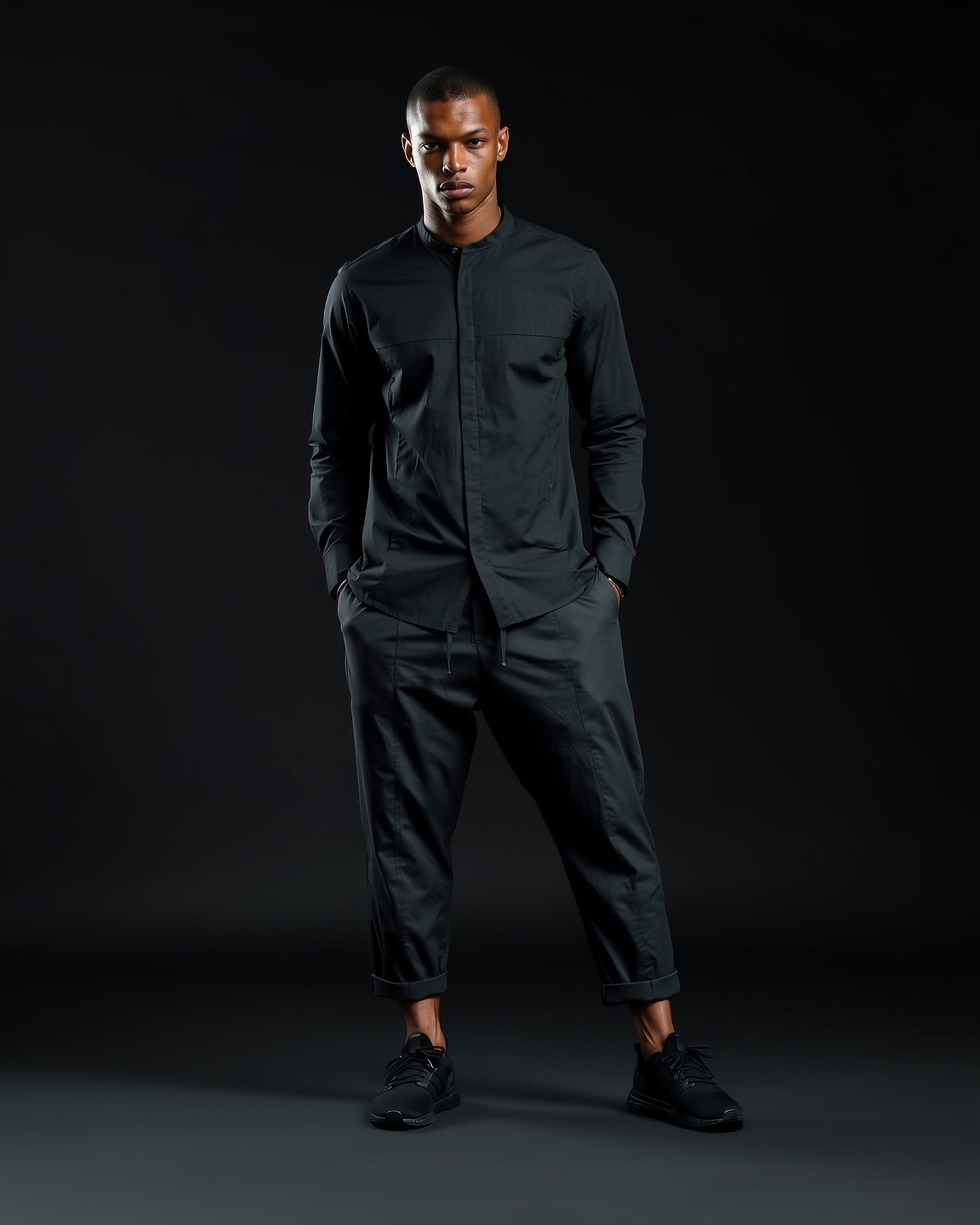 Zipper Pocket Ankle Pants in black - DESU clothing