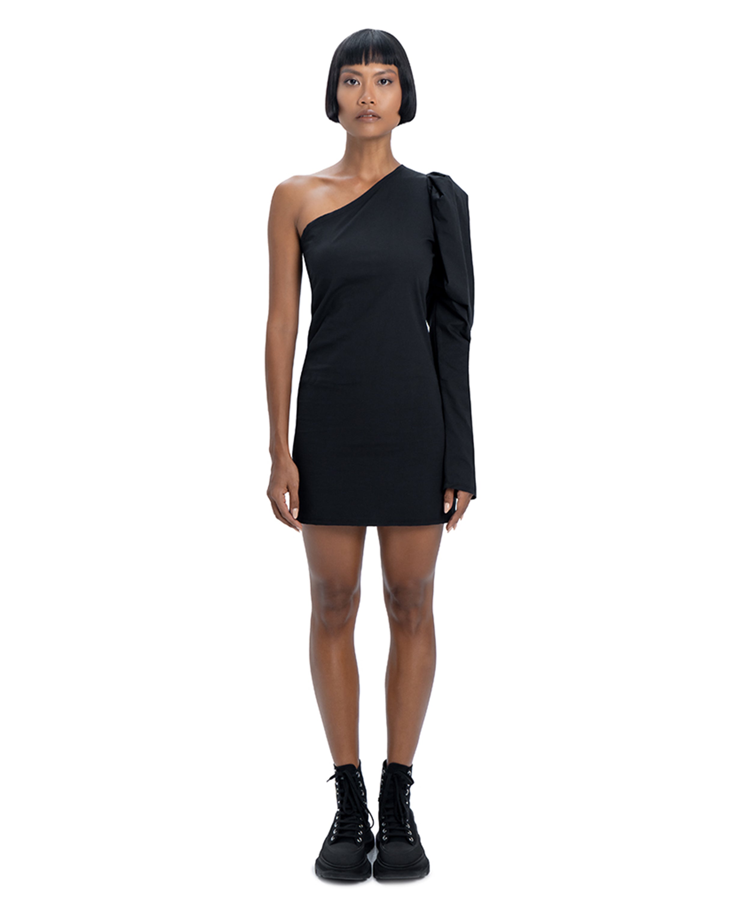 One shoulder dress in black - DESU clothing