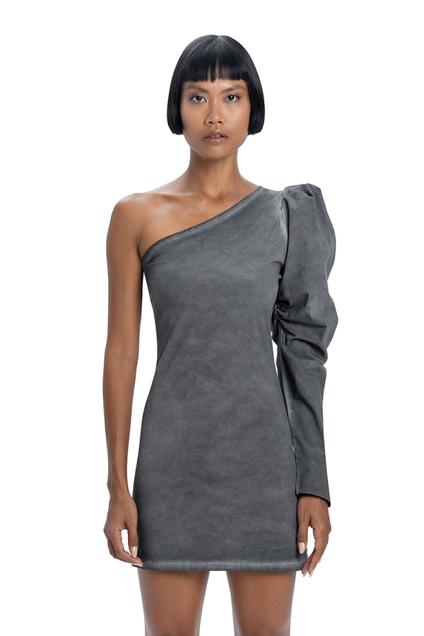 One shoulder dress in grey
