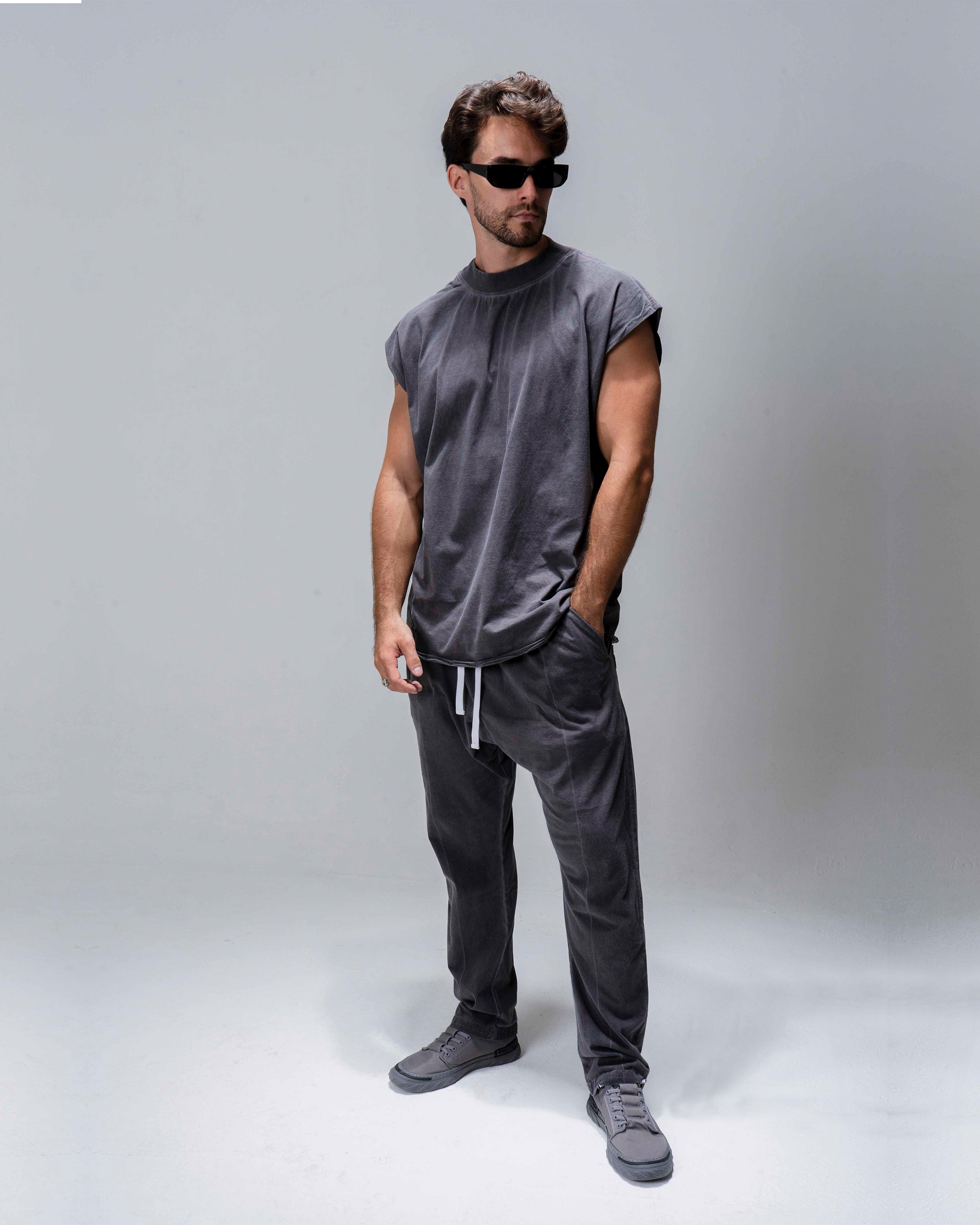 Pants with white drawstring