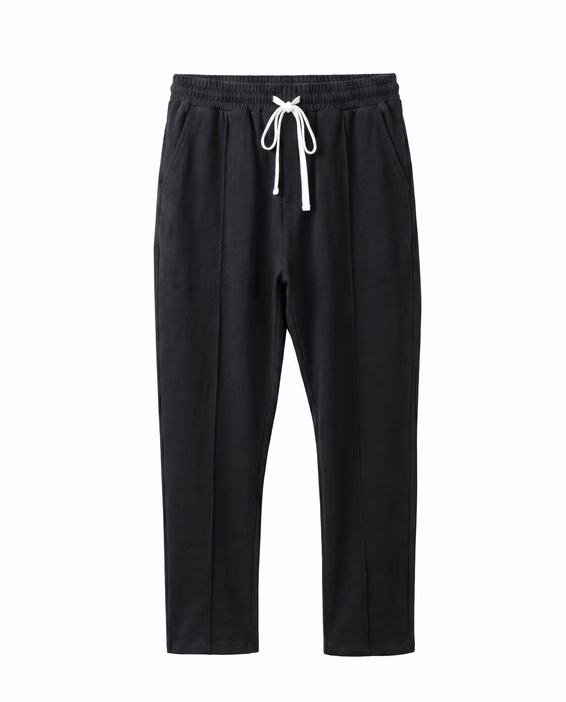 Pants with white drawstring in Black