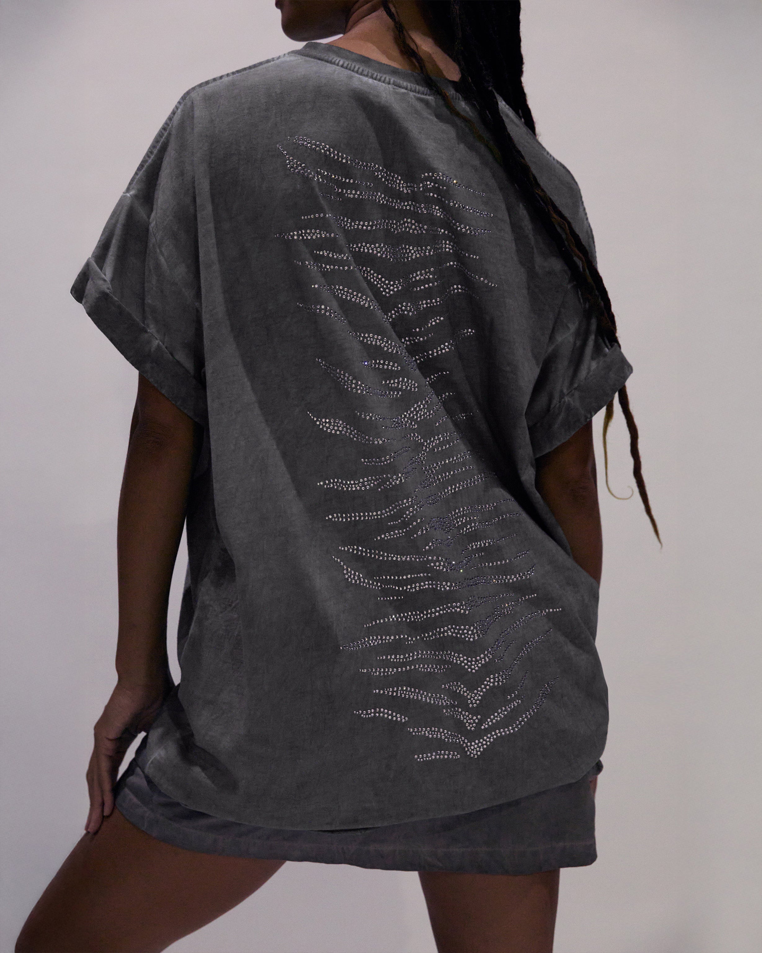 Rhinestone t-shirt in grey