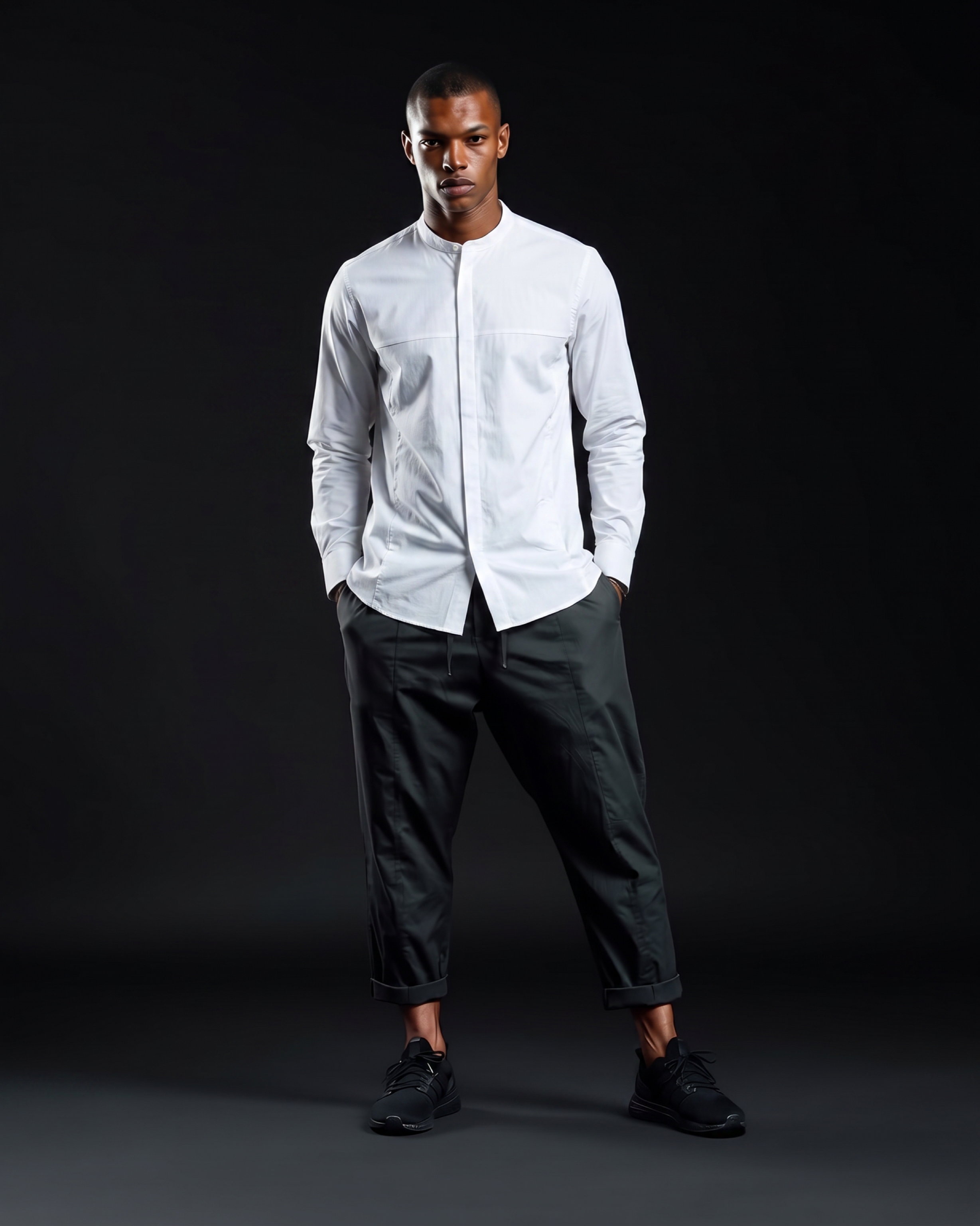 White Stretch Cotton Button-Up Shirt - DESU clothing