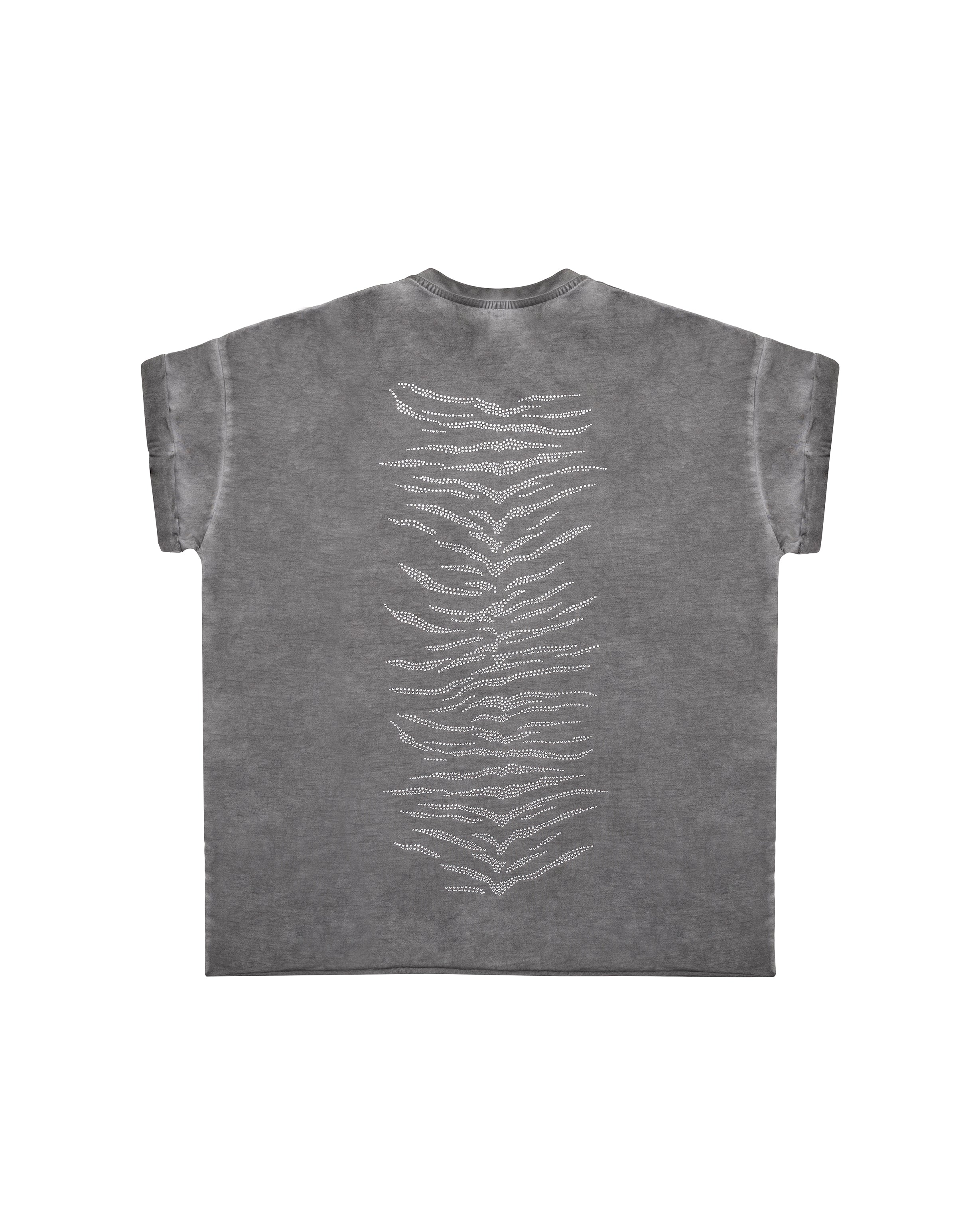 T-shirt with rhinestone in grey