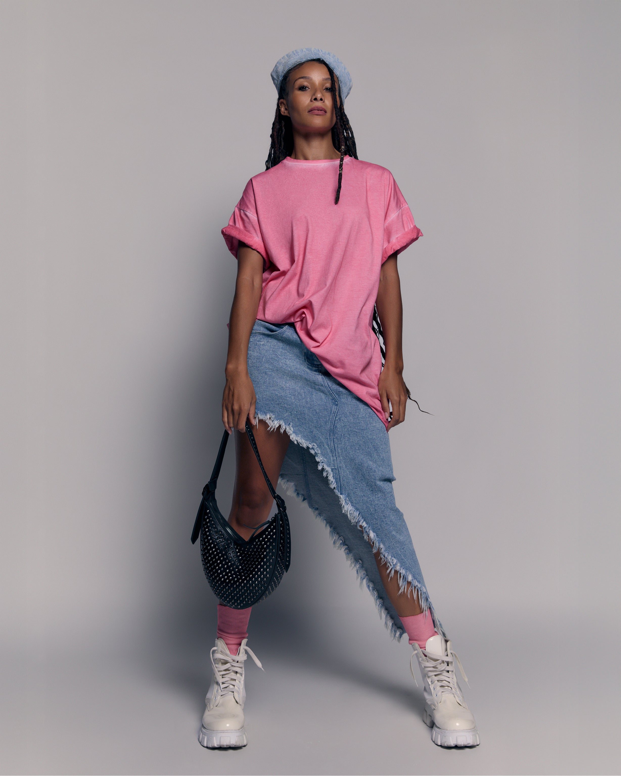 T-shirt with rhinestone in pink