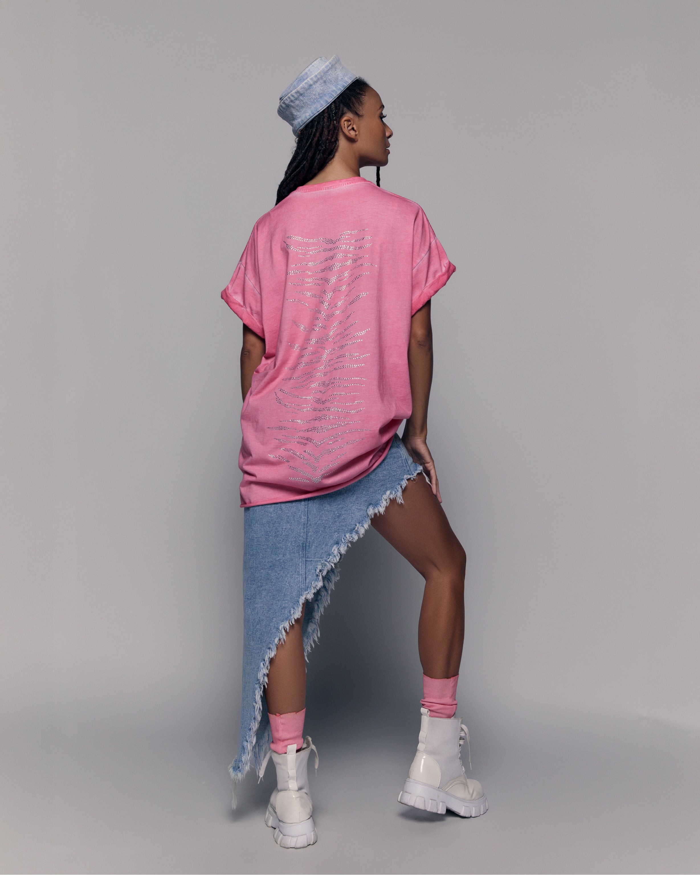 T-shirt with rhinestone in pink