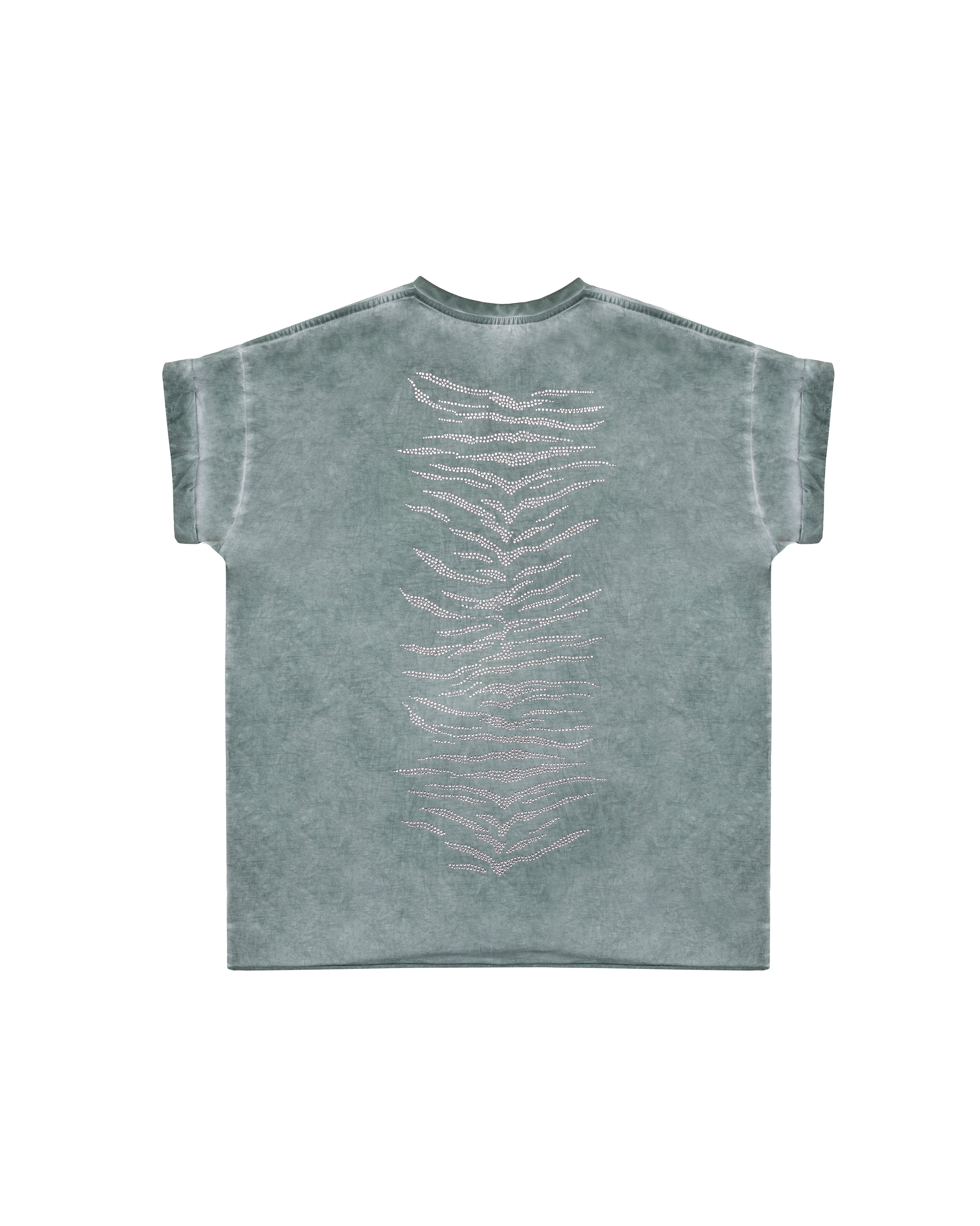 T-shirt with rhinestone in turquoise