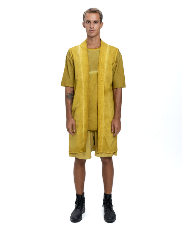 Sleeveless cardigan in yellow