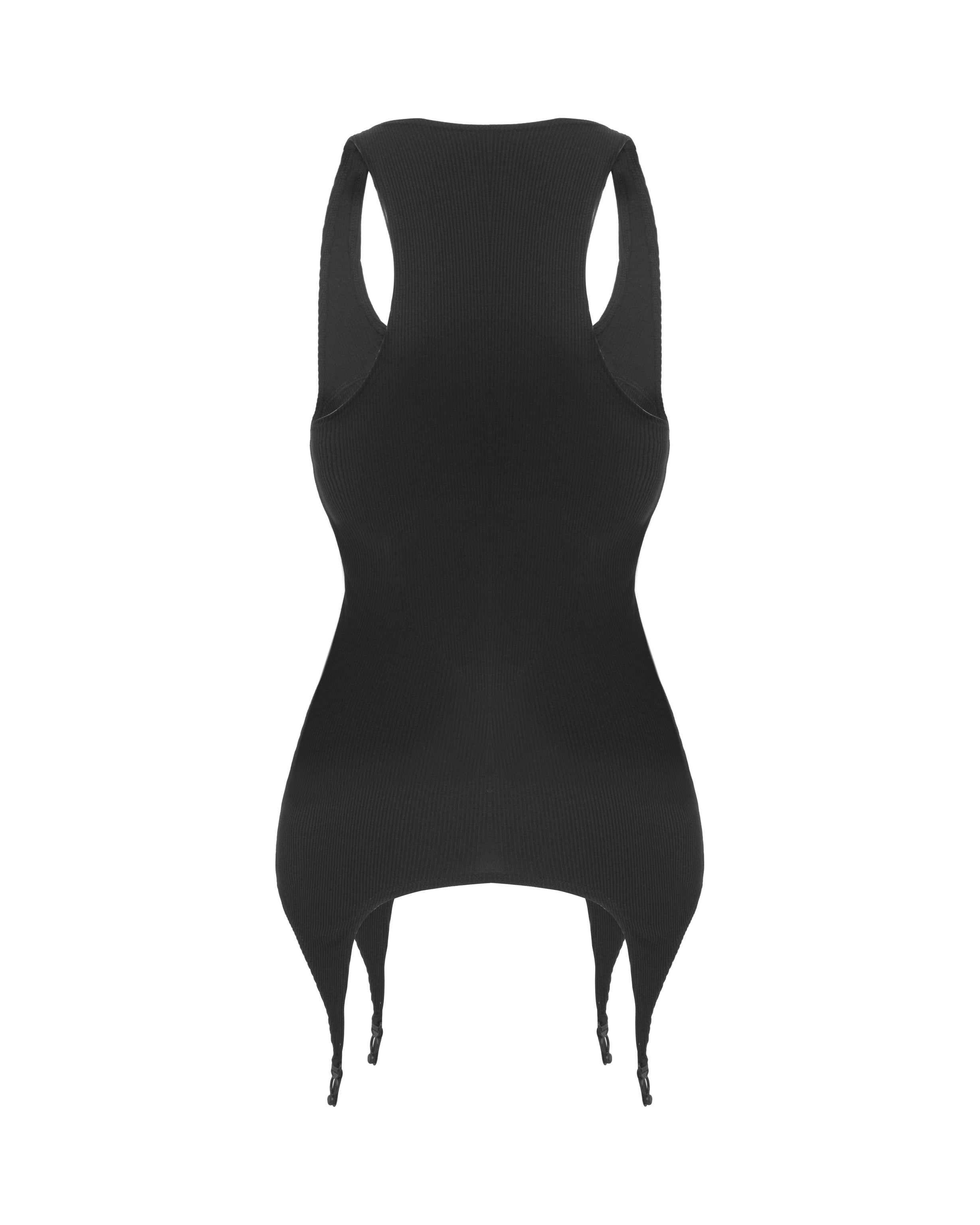 Suspender Rib Top in Black - DESU clothing
