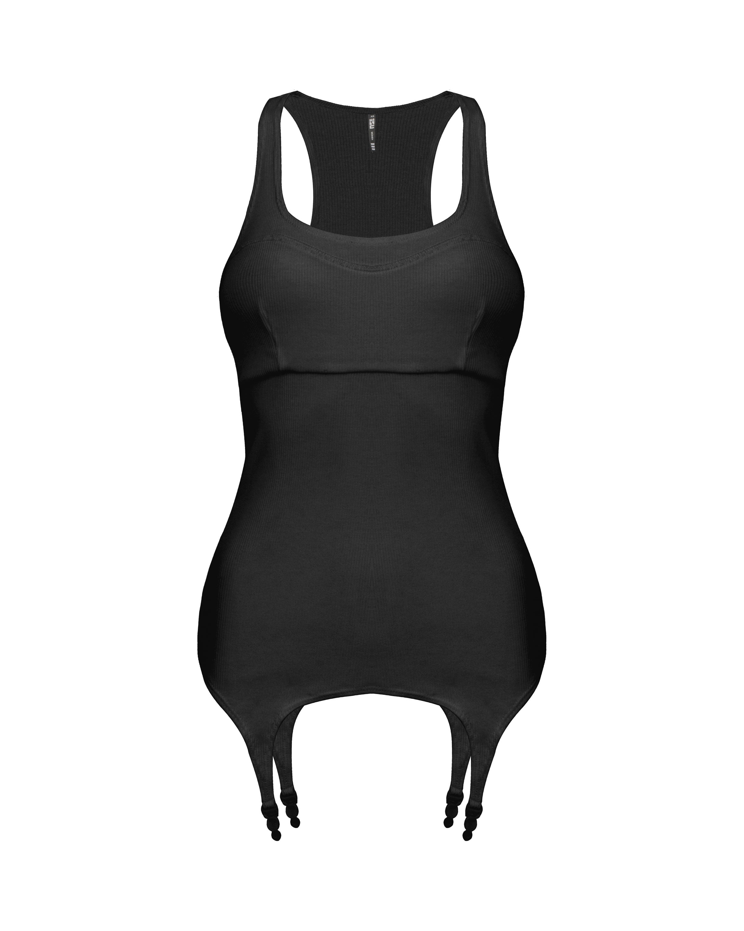 Suspender Rib Top in Black