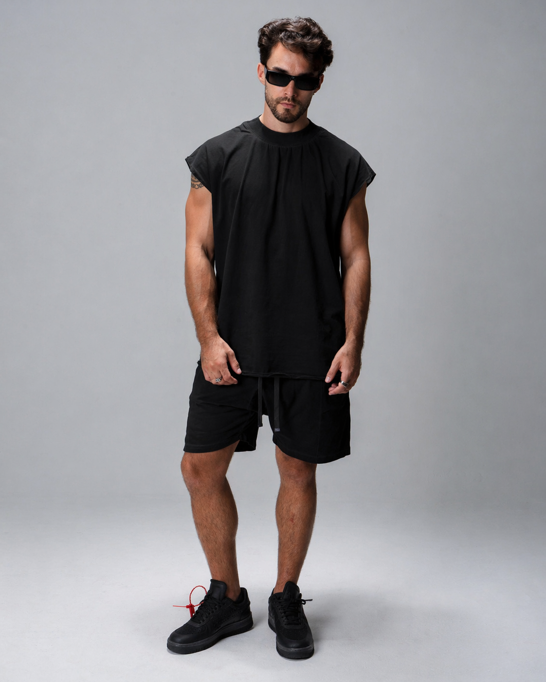 Boxer Shorts With White Drawstring In Black - DESU clothing