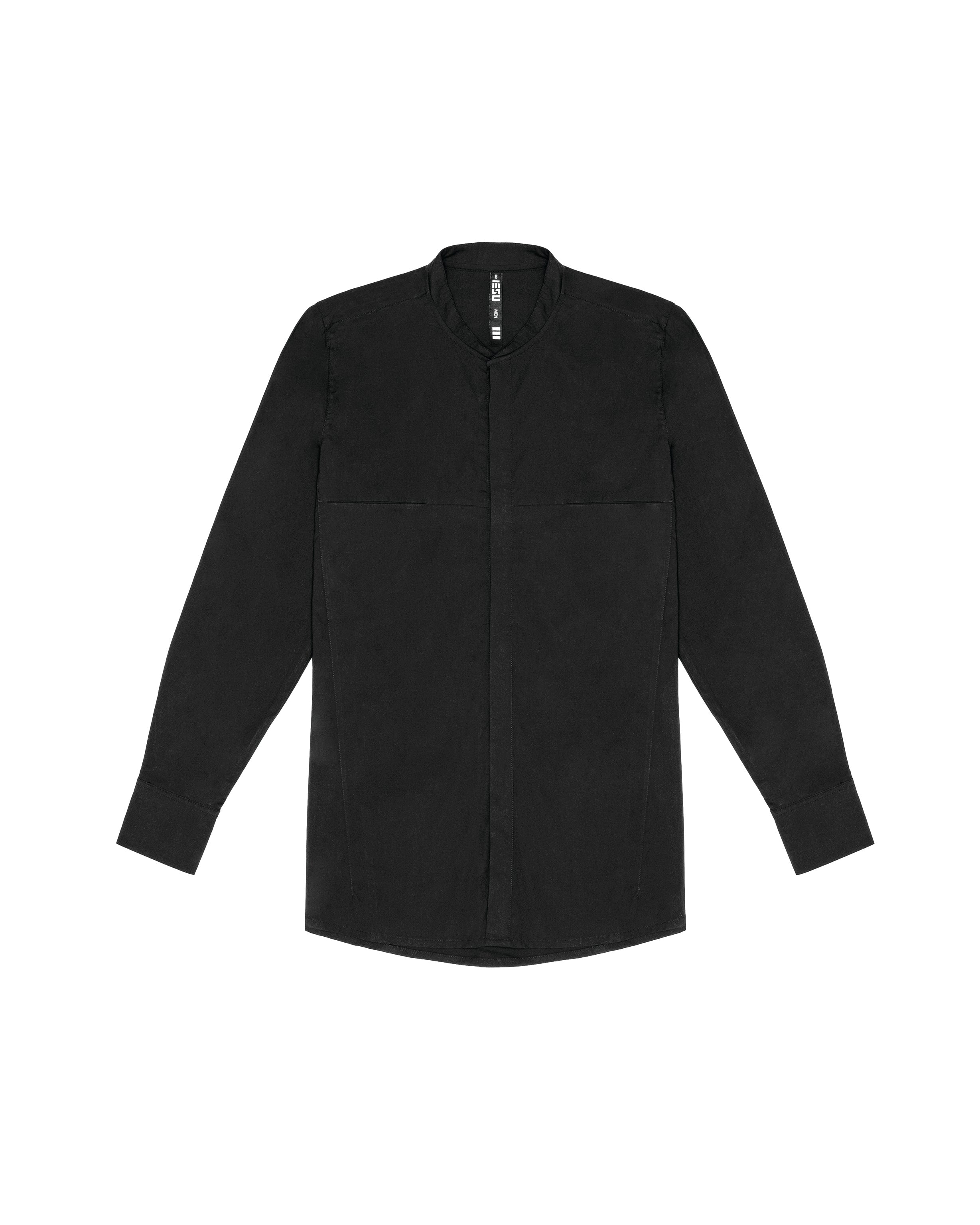 Stretch Cotton Button-up Shirt in black