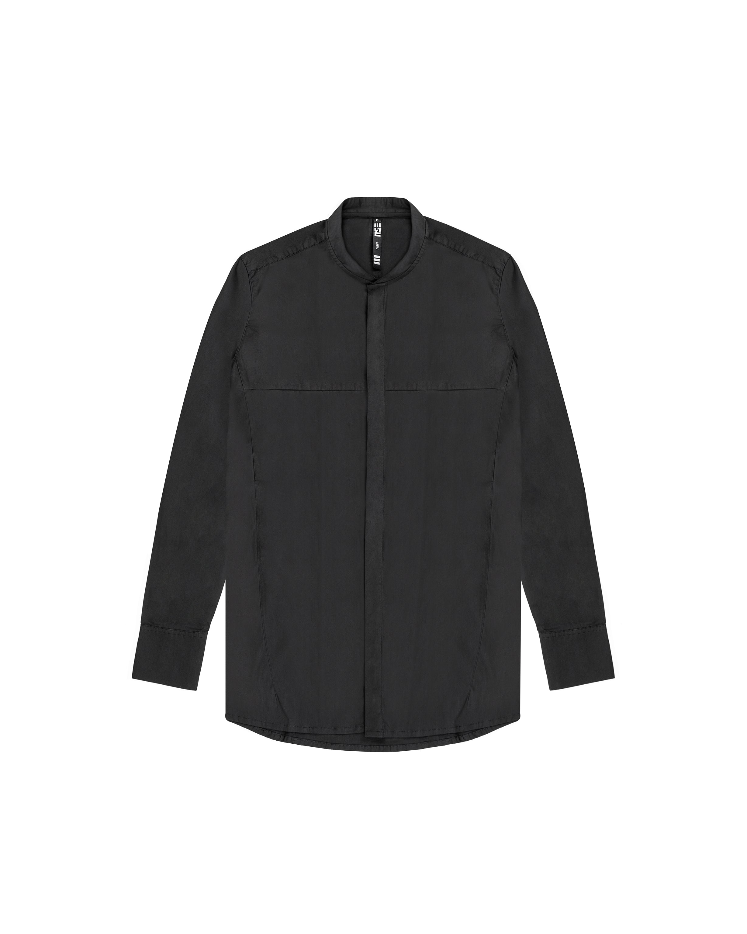 Stretch Cotton Button-up Shirt in black