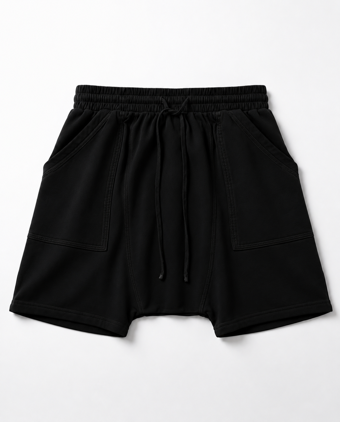 Drop-Crotch Shorts in black