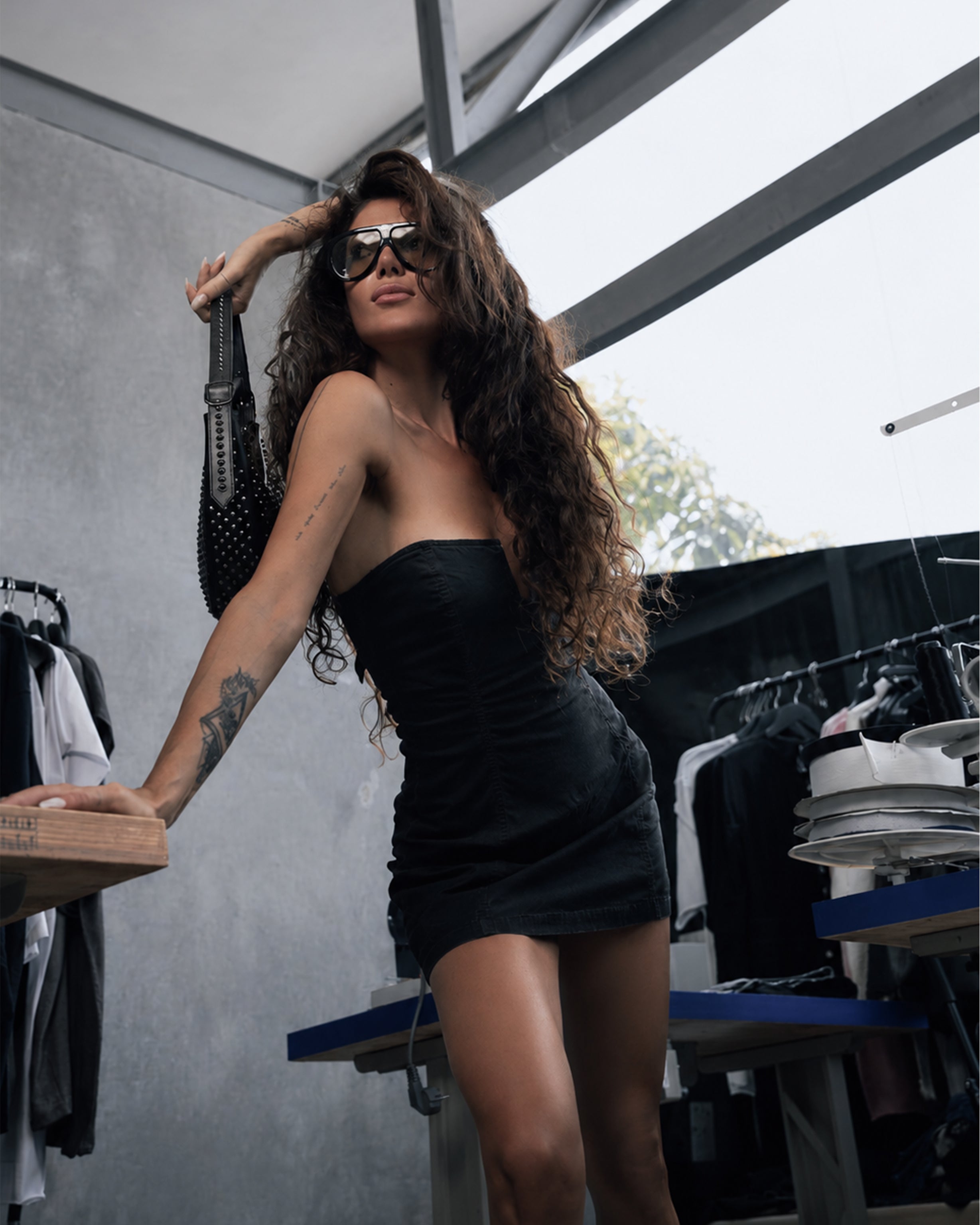 Lace-Up Corset Mini Dress in Black - DESU clothing