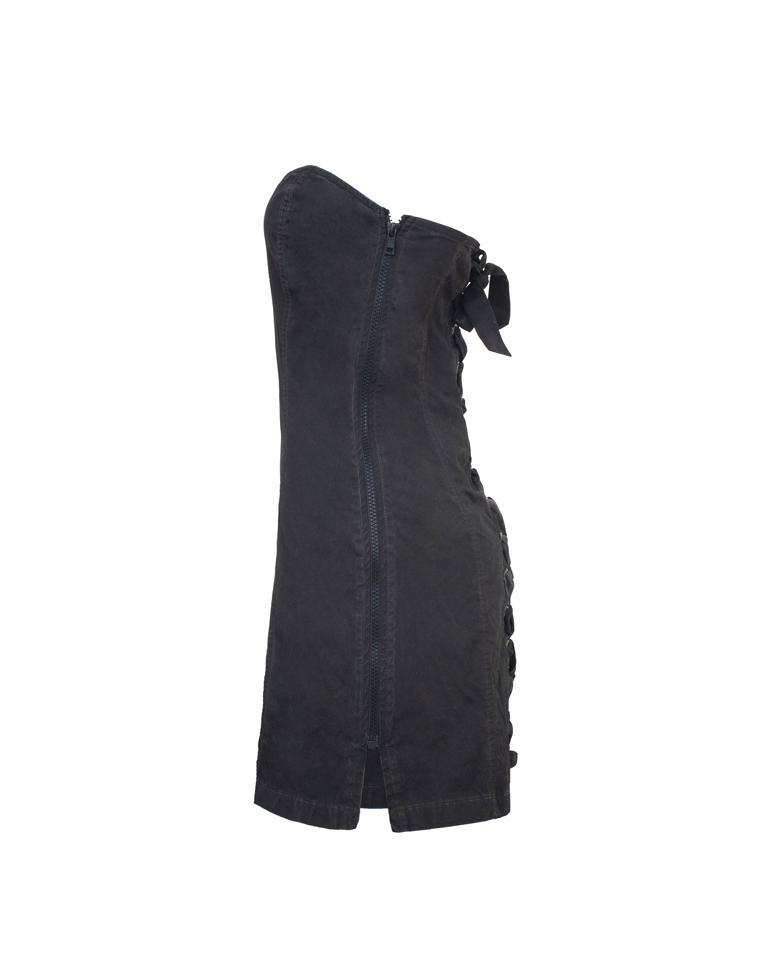 Lace-Up Corset Mini Dress in Black - DESU clothing