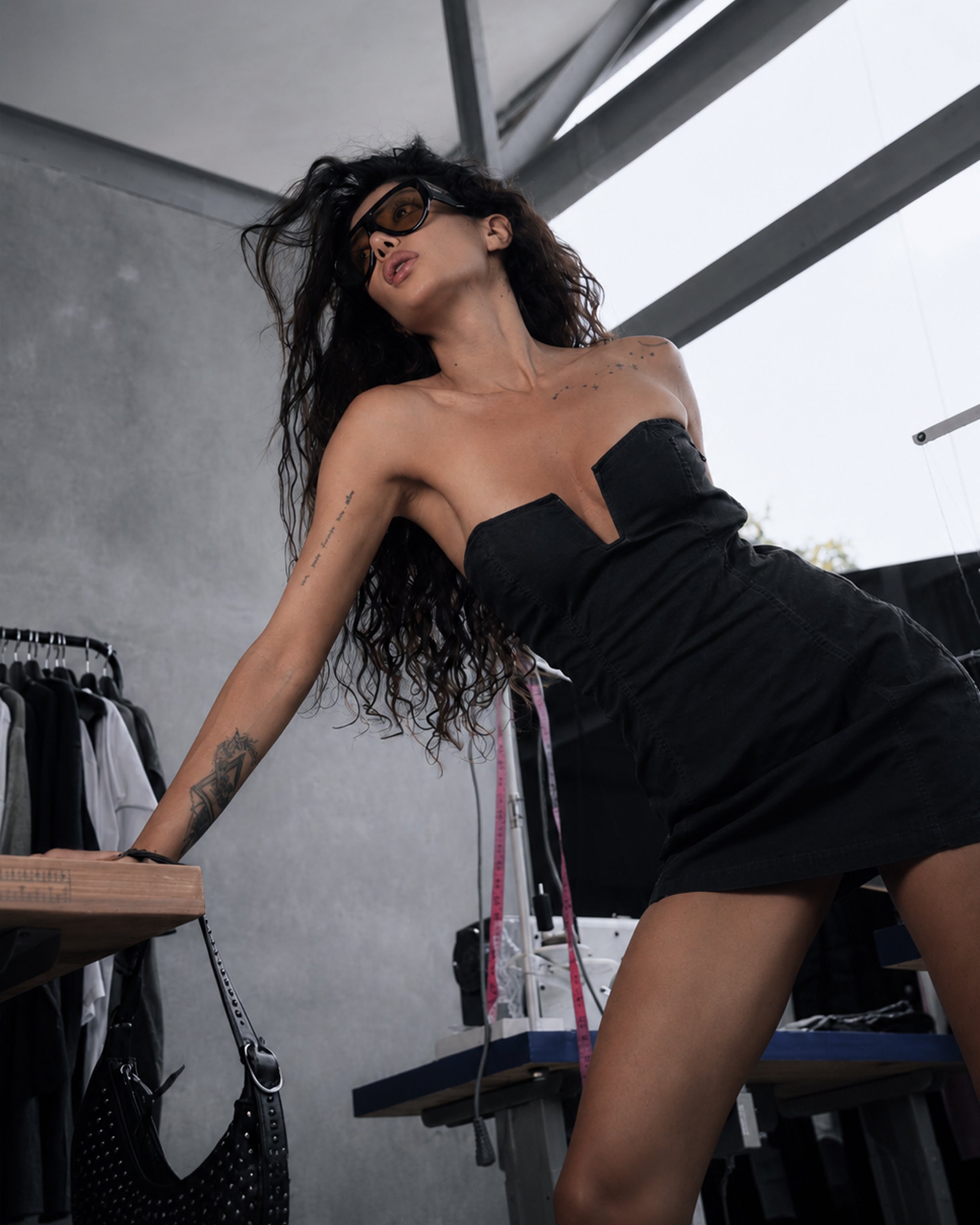Lace-Up Corset Mini Dress in Black - DESU clothing