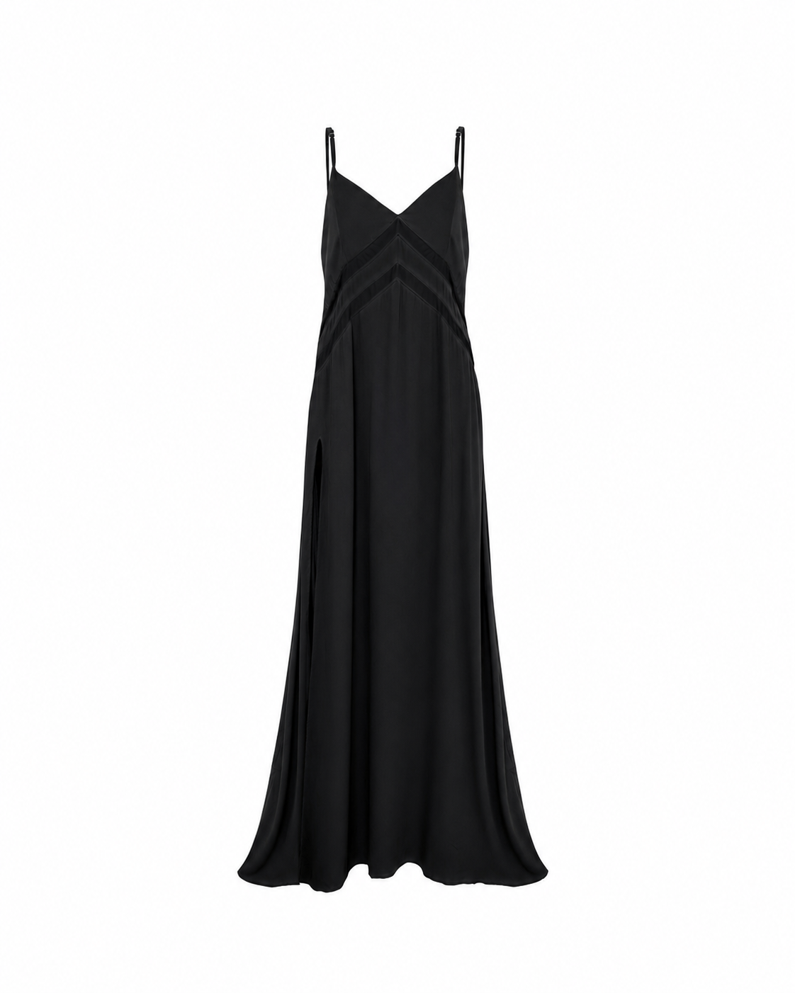 Maxi dress with front split in black