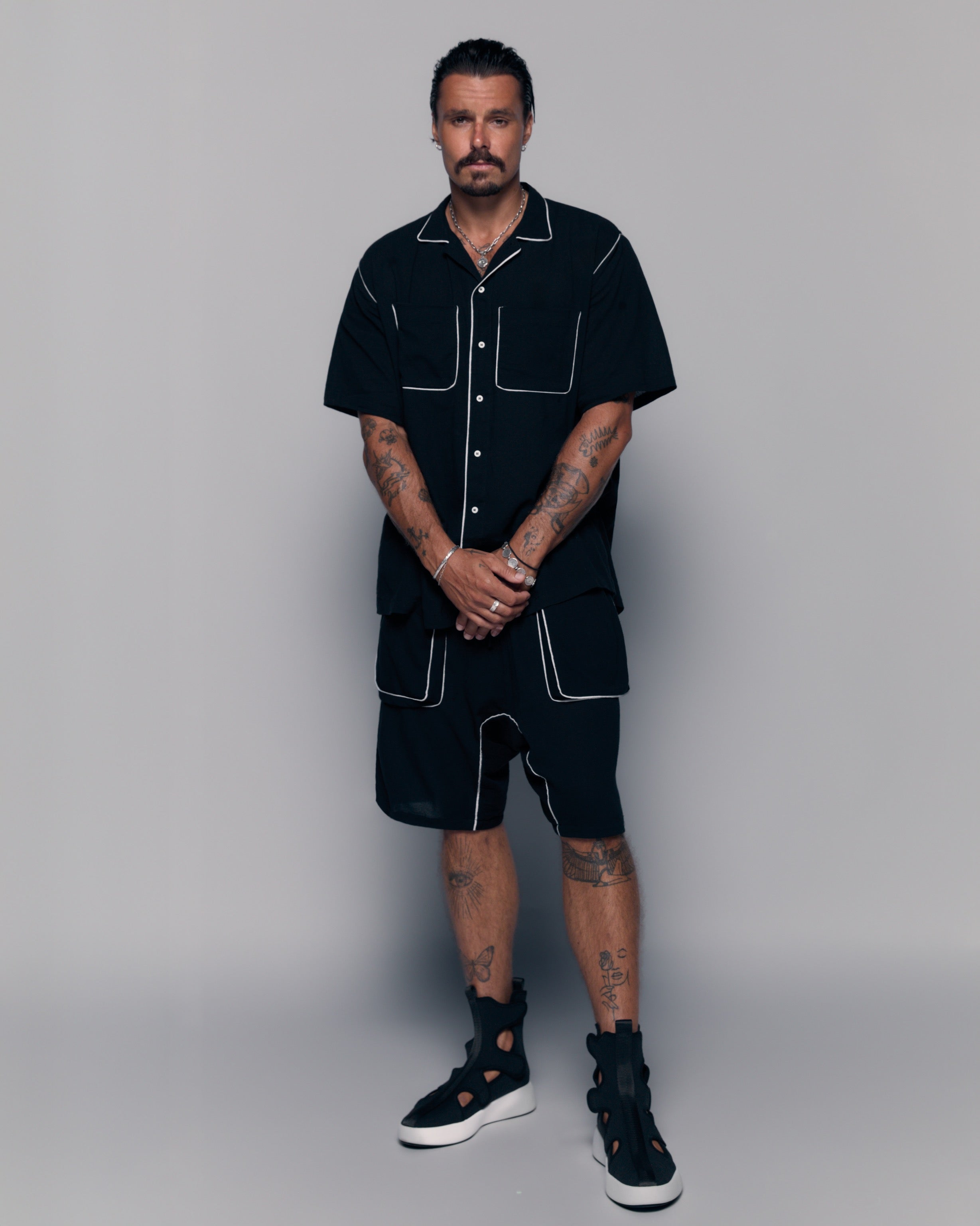 Pajama-Inspired Short-Sleeve Shirt - DESU clothing