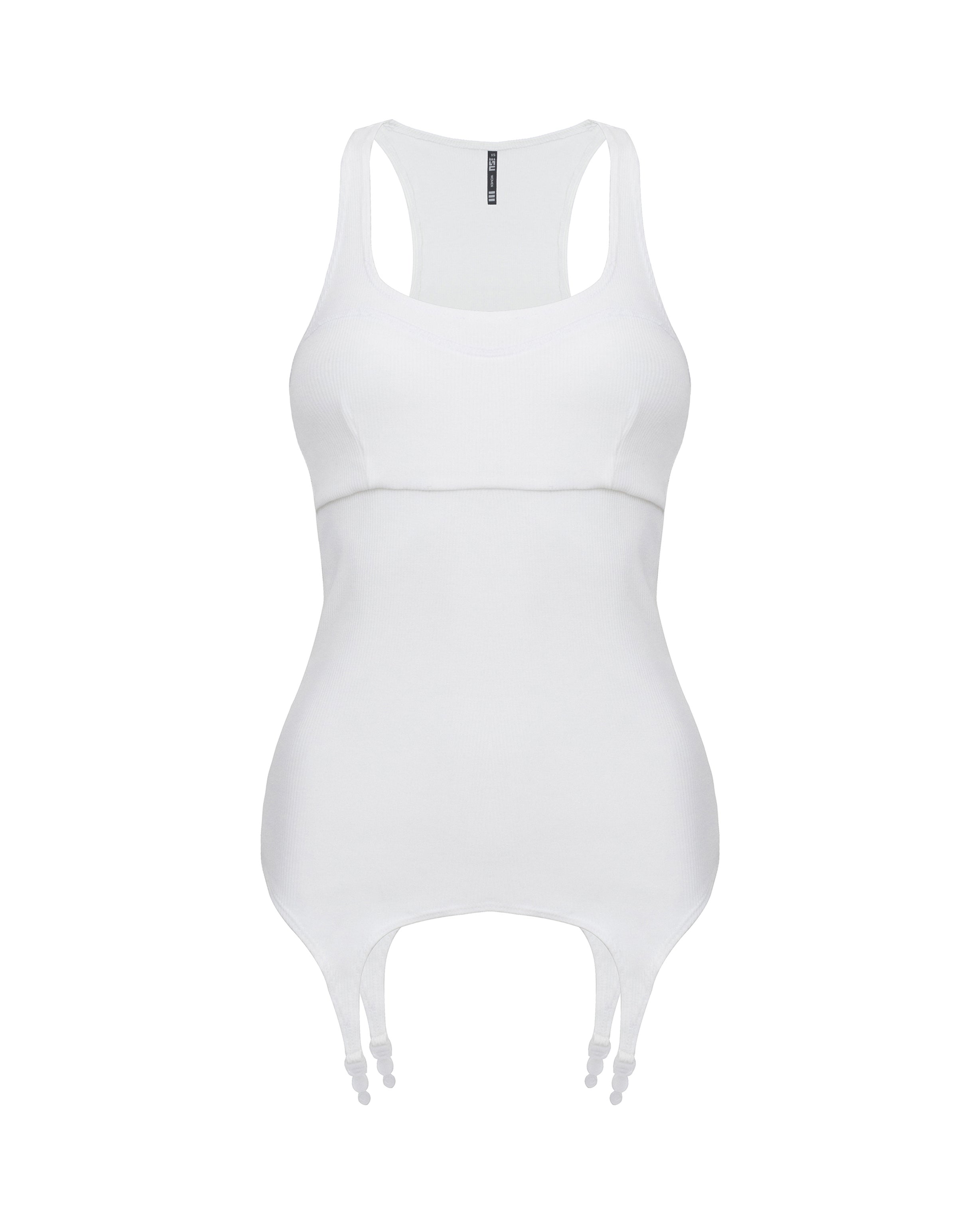 Suspender Rib Top in White