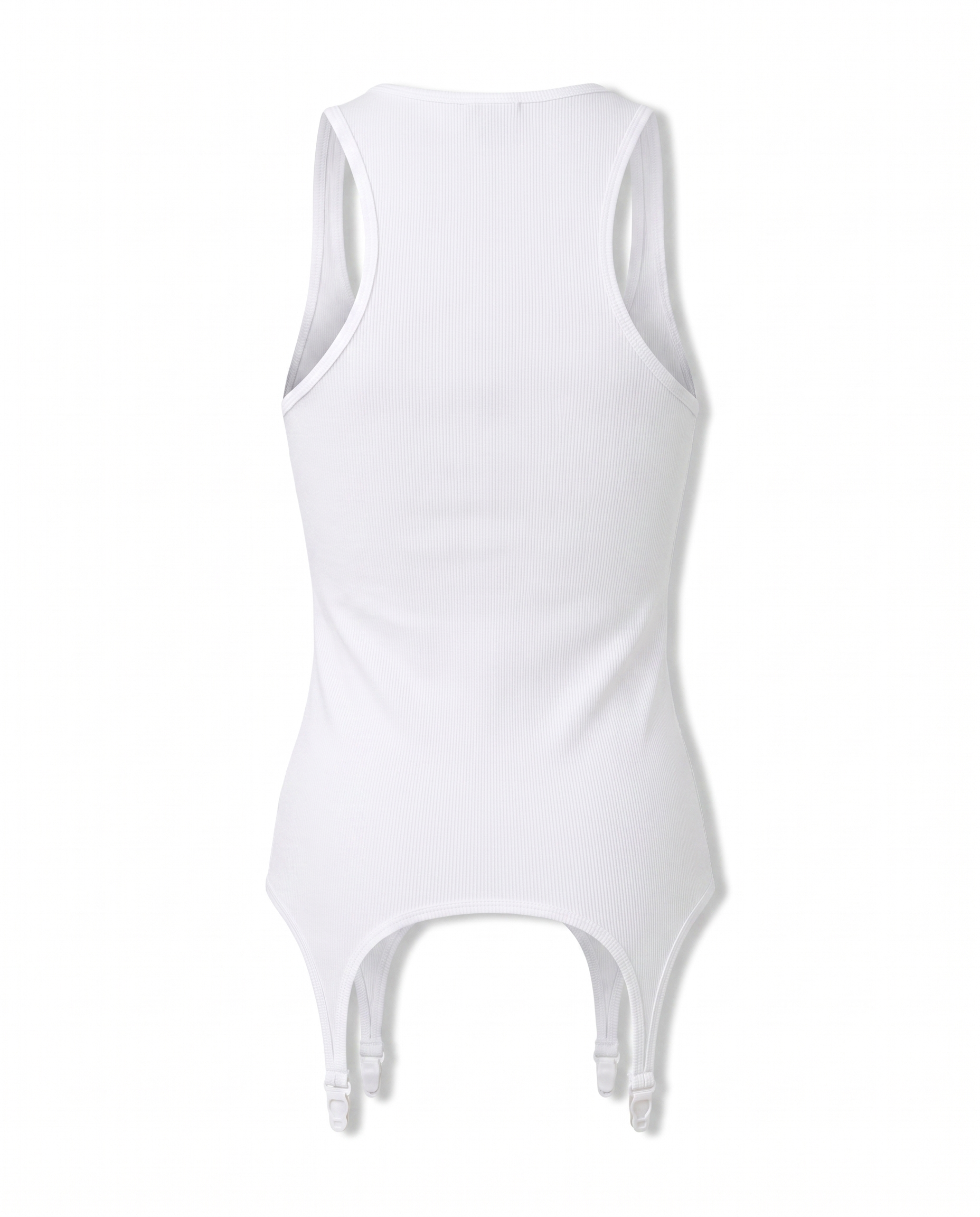 Suspender Rib Top in White - DESU clothing