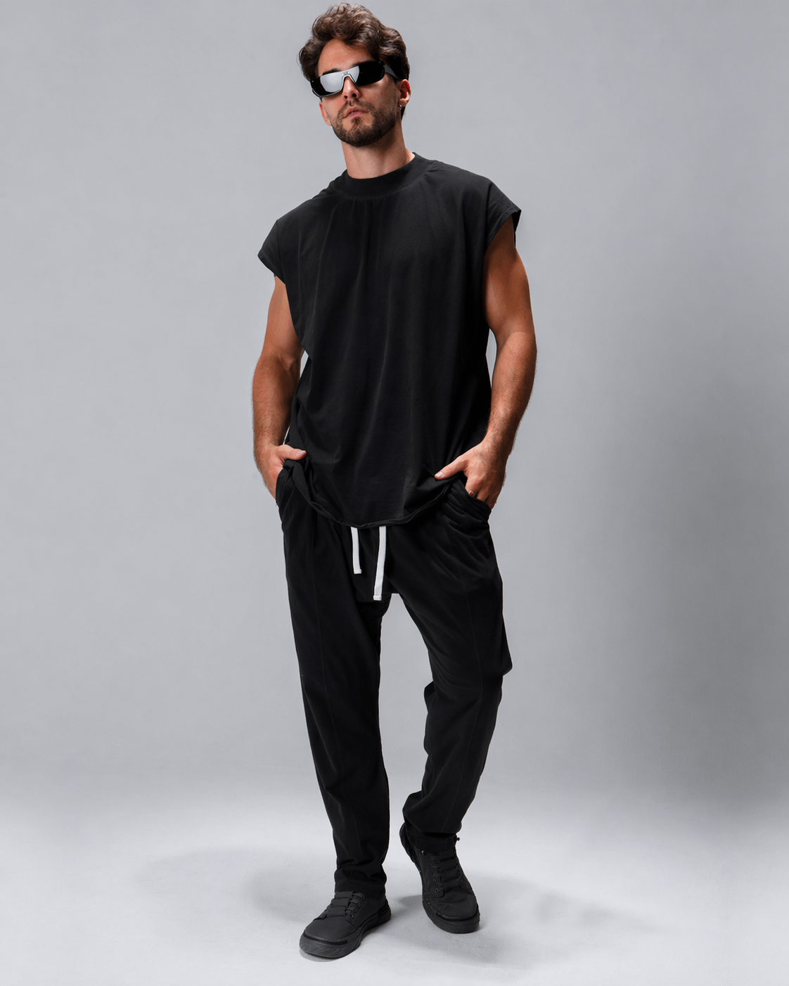 Turtleneck t-shirt in Black
