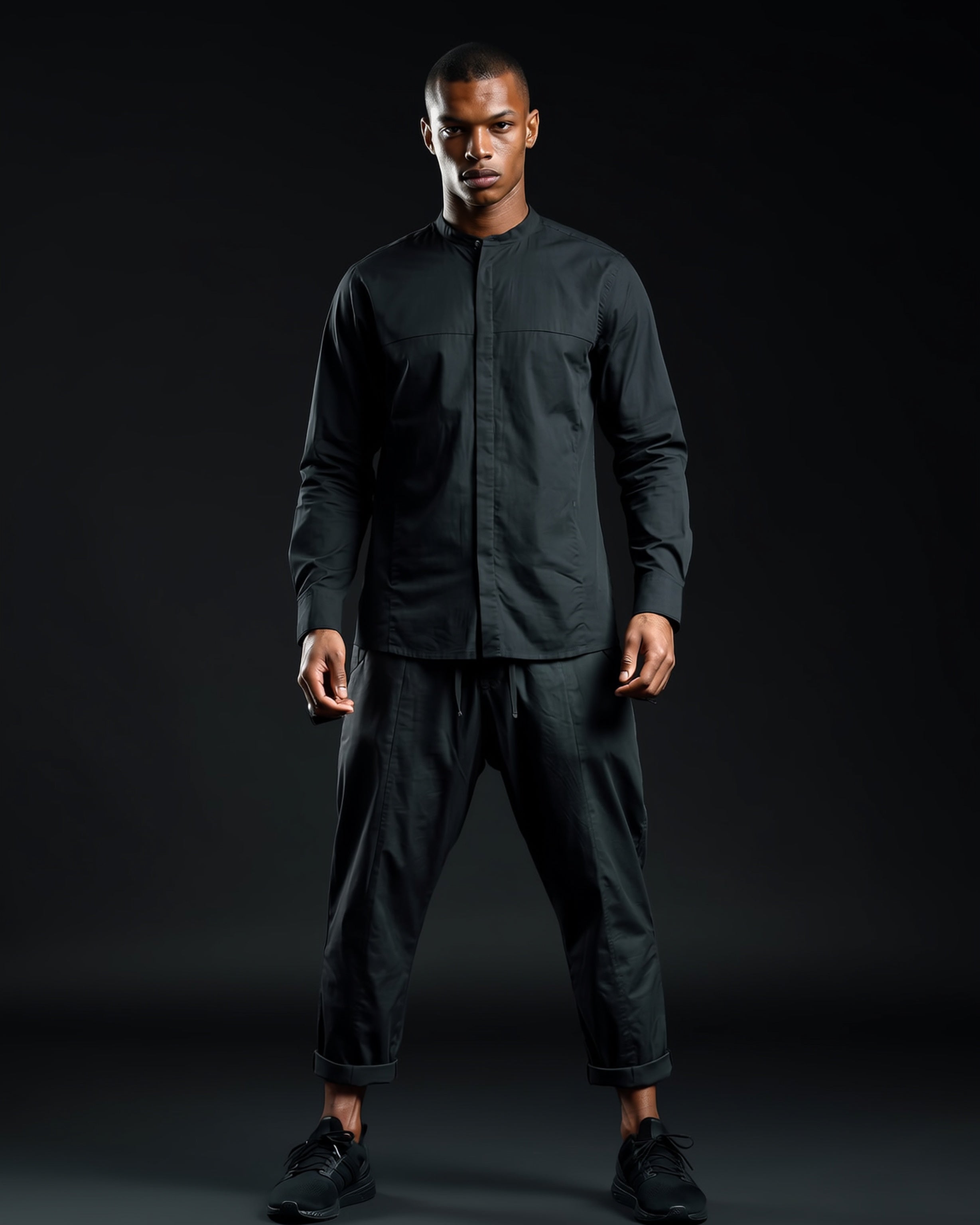 Zipper Pocket Ankle Pants in black