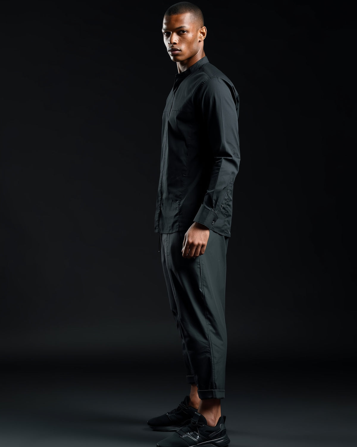 Zipper Pocket Ankle Pants in black - DESU clothing