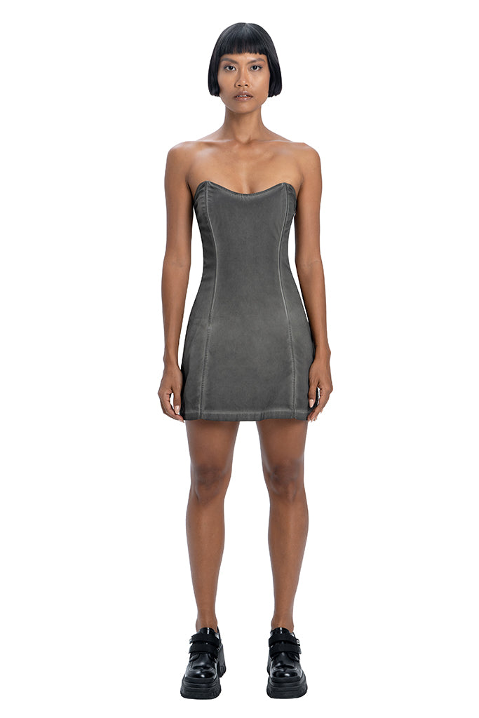 Cross back dress in grey - DESU clothing