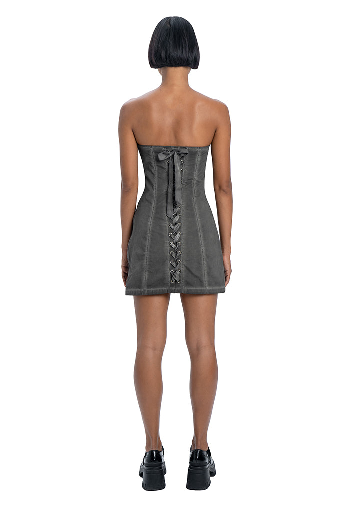 Cross back dress in grey - DESU clothing