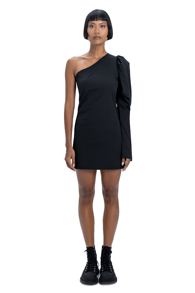 One shoulder dress in black - DESU clothing