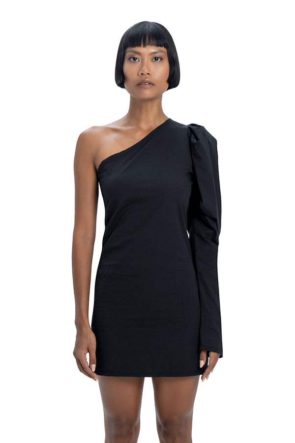 One shoulder dress in black