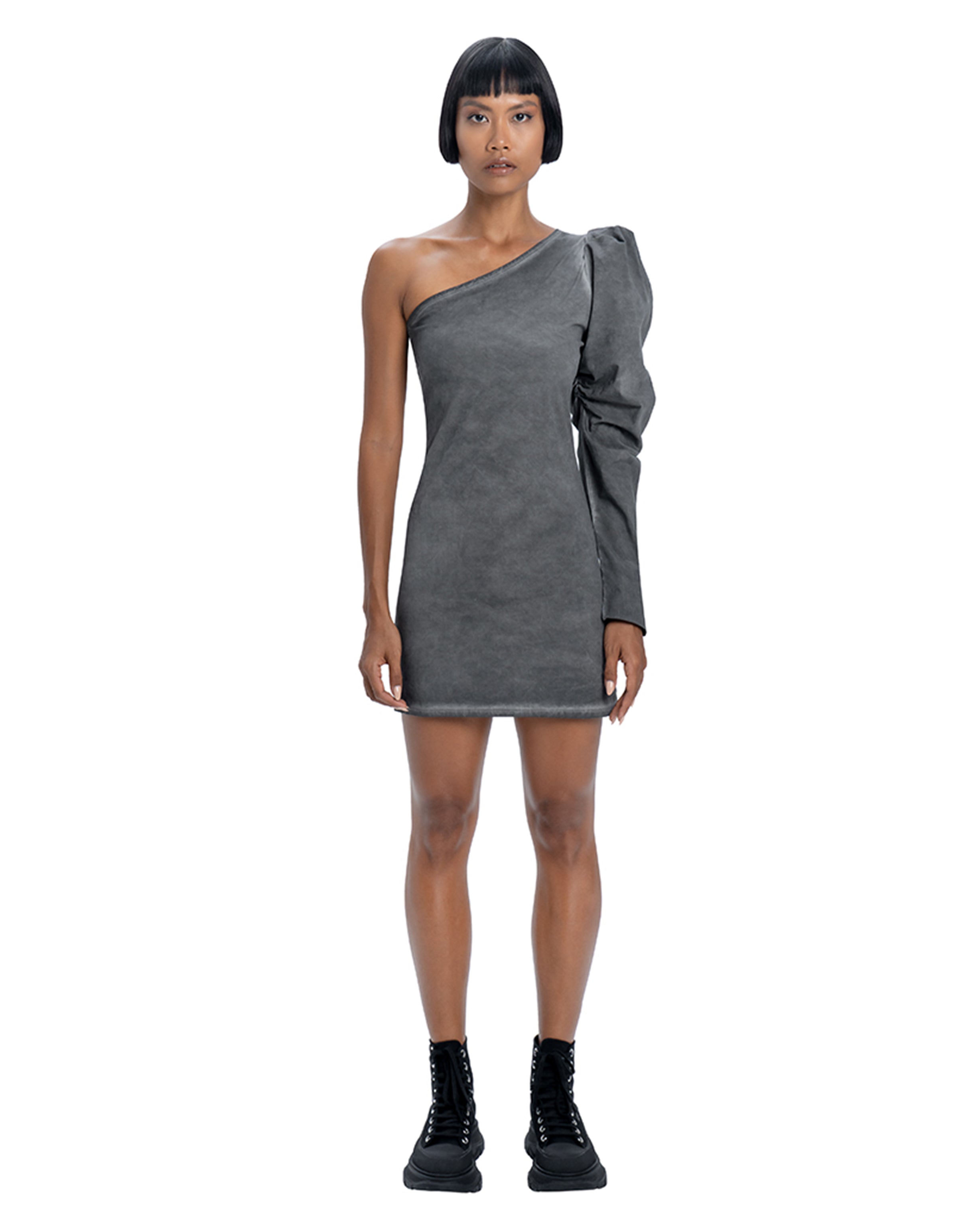 One shoulder dress in grey - DESU clothing