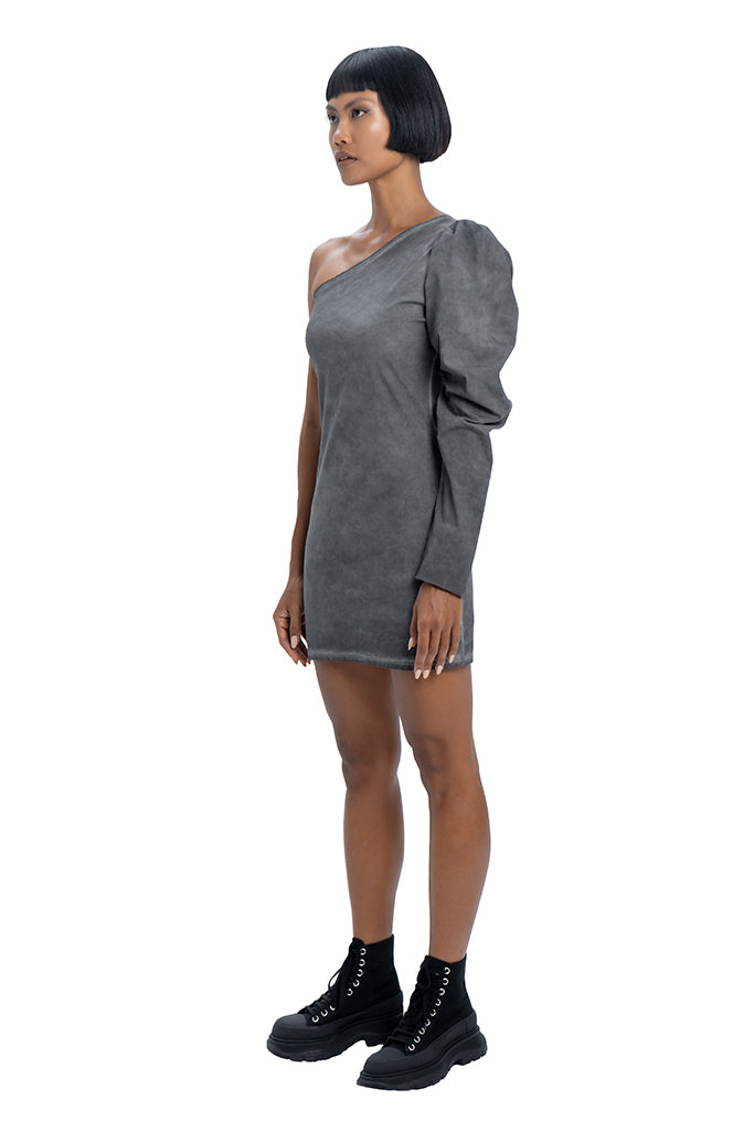One shoulder dress in grey