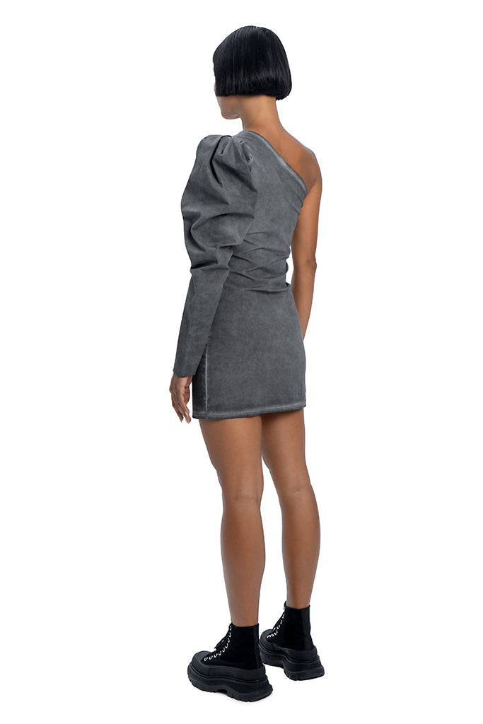 One shoulder dress in grey - DESU clothing