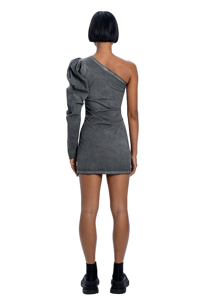 One shoulder dress in grey - DESU clothing