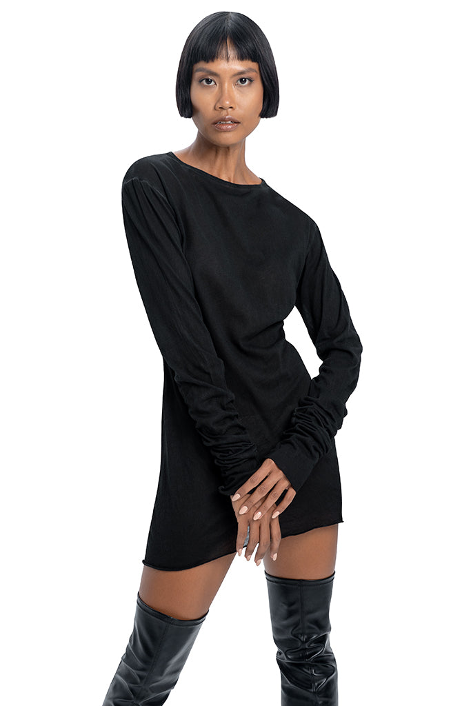 Long sleeve dress in black - DESU clothing