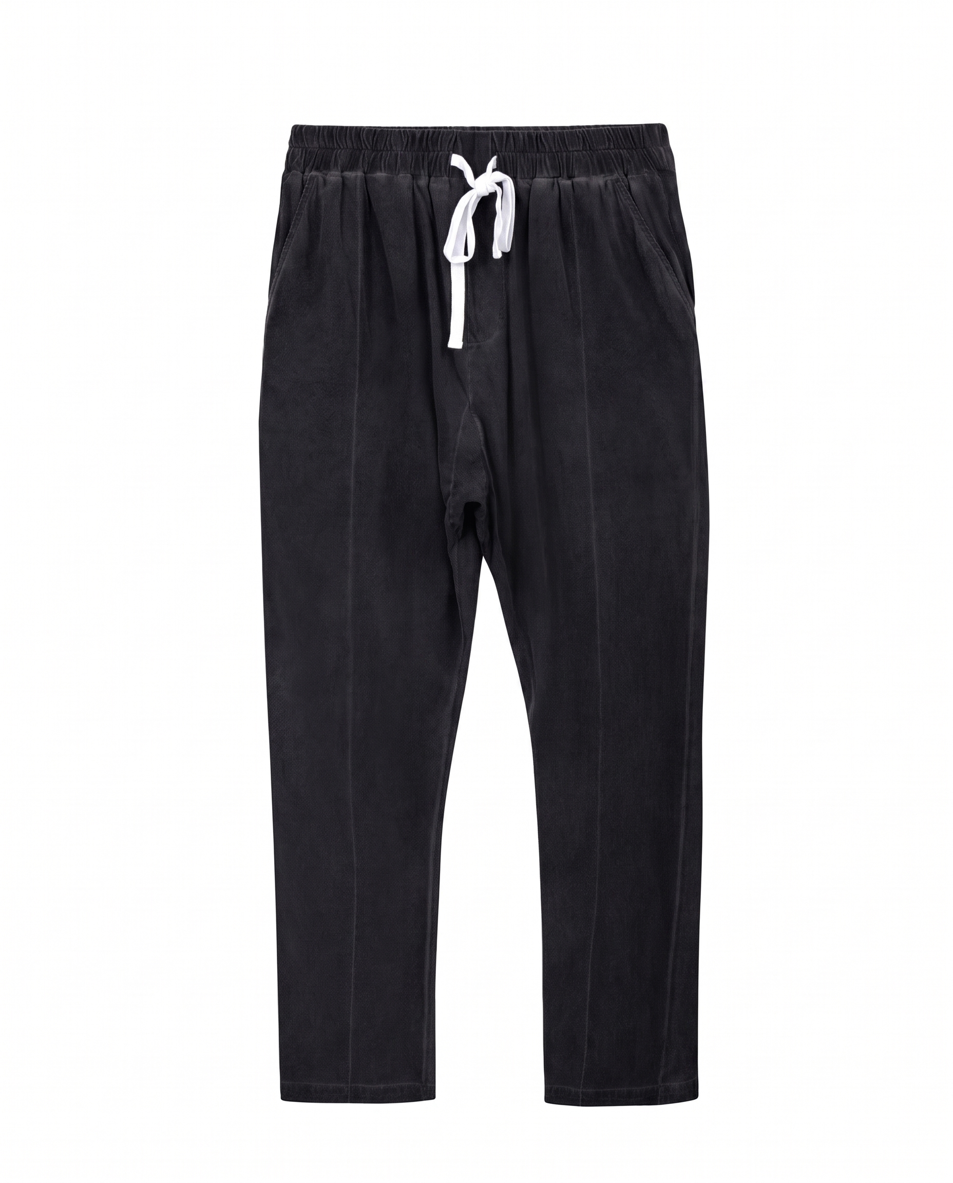 Pants with white drawstring in Black