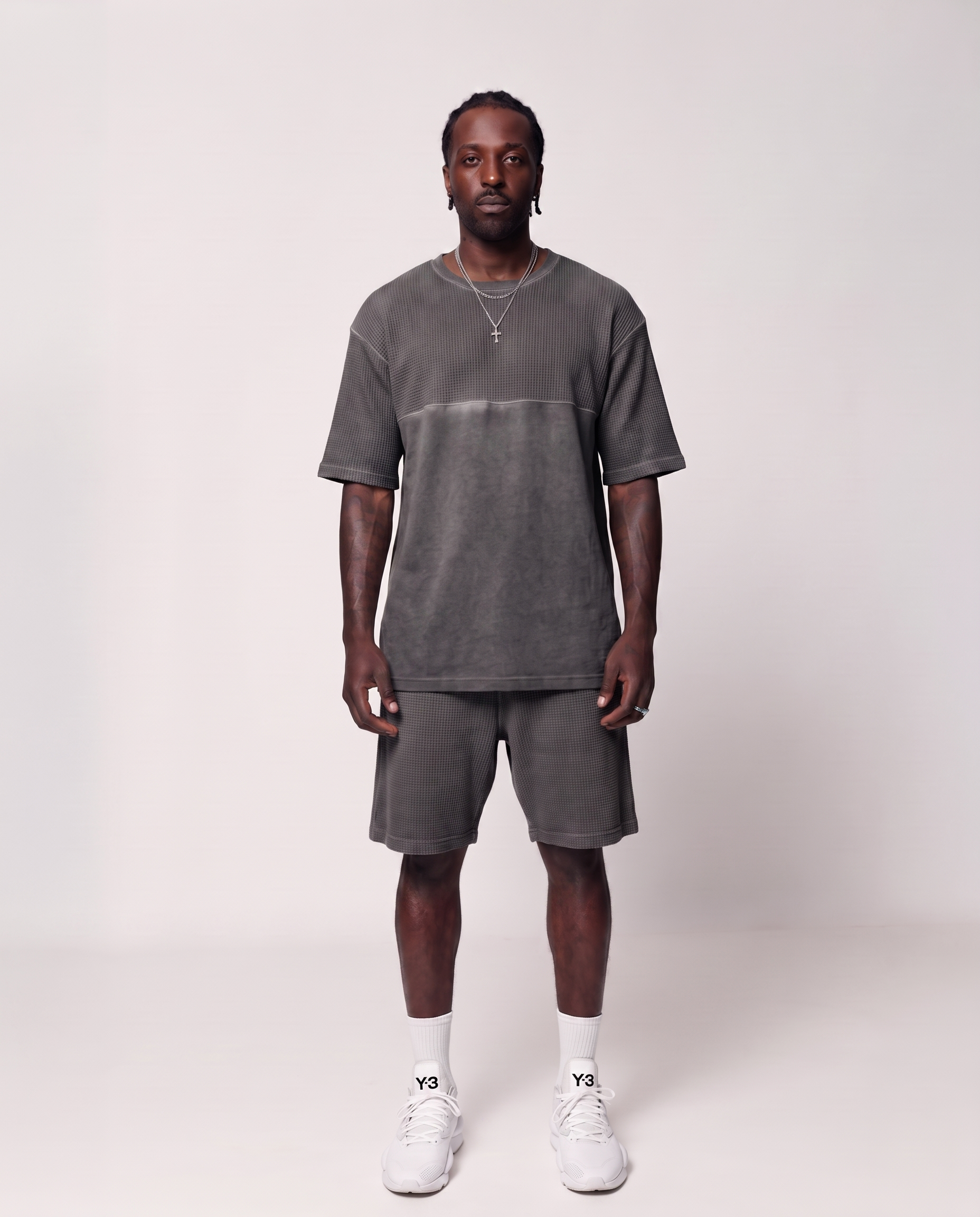 Grey Combo Shorts - DESU clothing