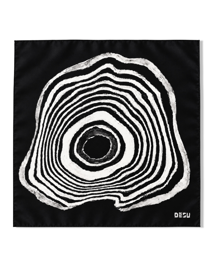 Silk Scarf Black Circle  DESU X Liquid Form Sound Lab