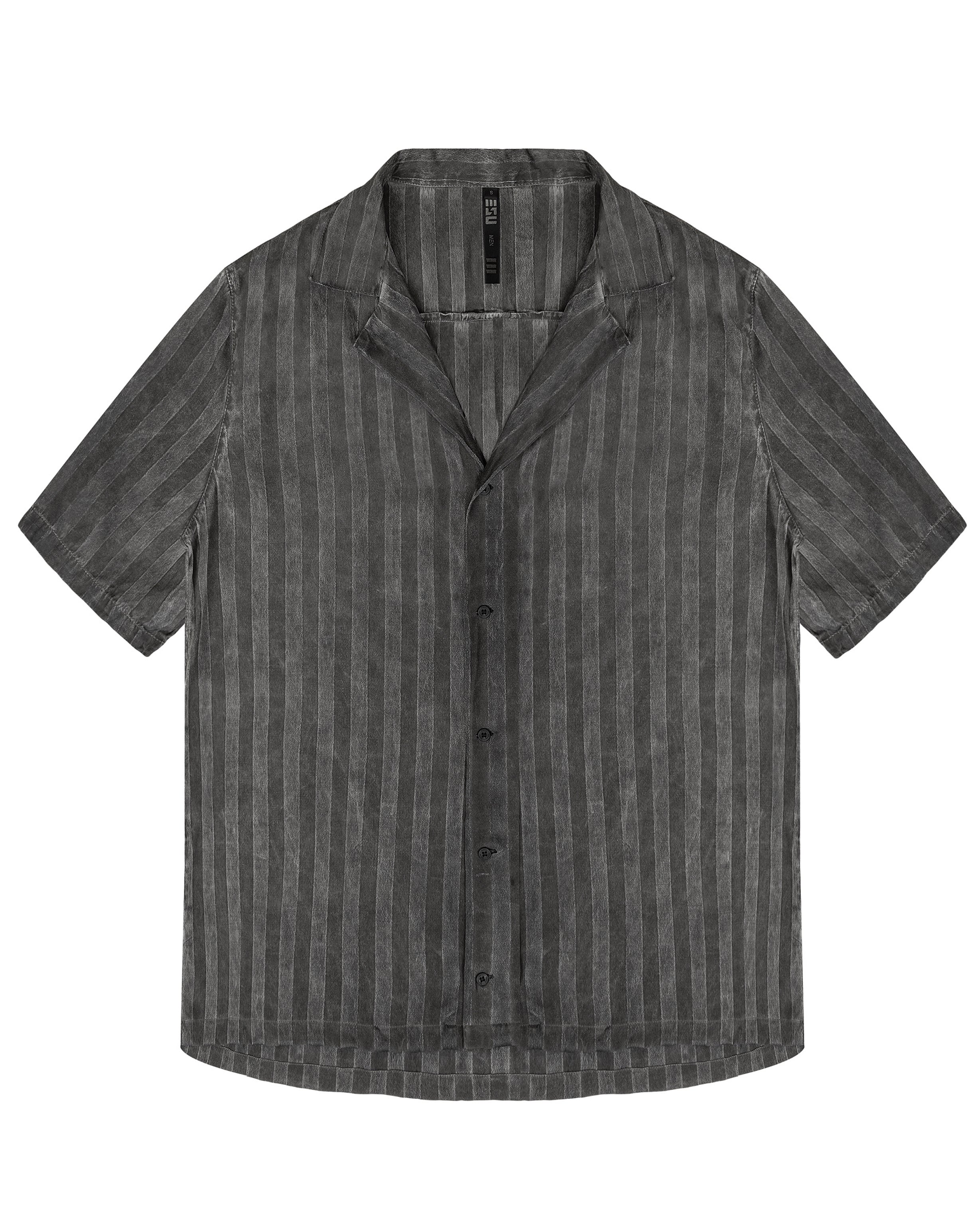 Grey Oversized Striped Viscose Shirt