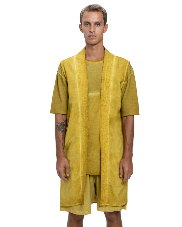 Sleeveless cardigan in yellow