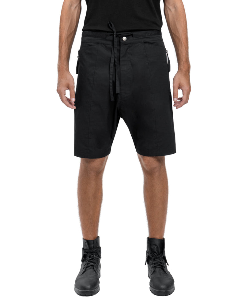 Side zipper shorts in black